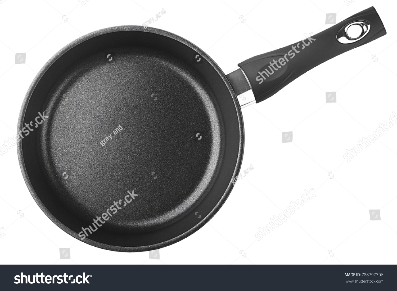 black fry pan, skillet, clipping path, isolated on white background #788797306