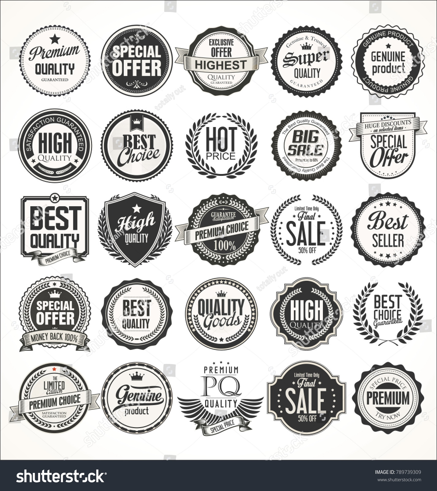 Retro vintage badges and labels collection #789739309