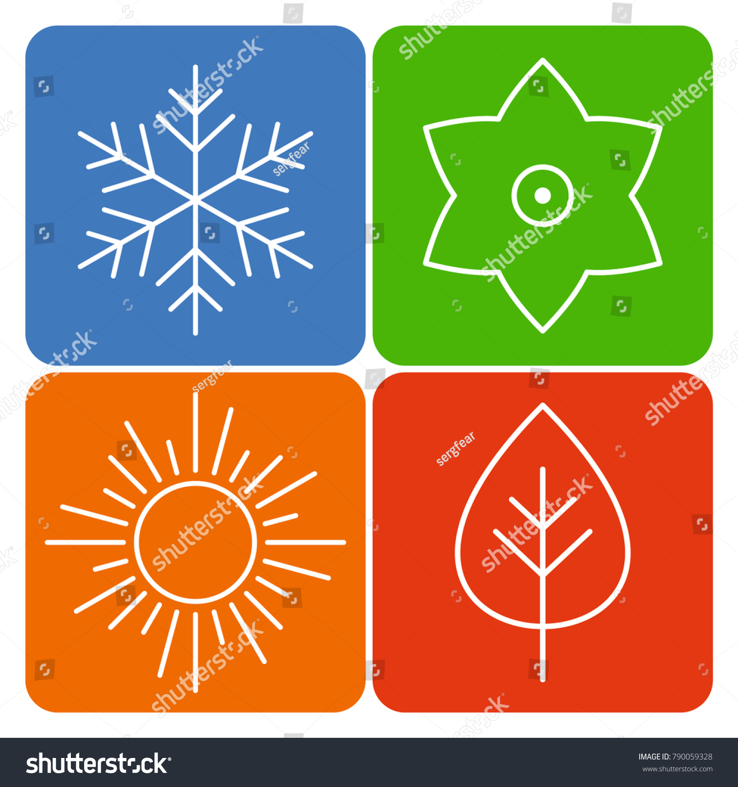 A Set Of Four Seasons Icons. The Seasons - - Royalty Free Stock Vector 