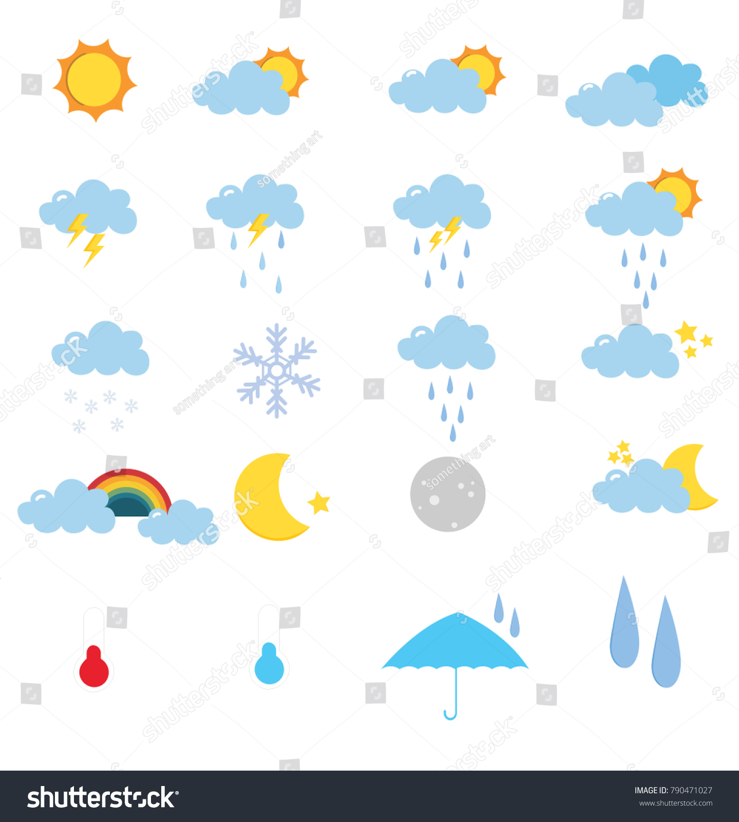 Set of weather with white background ,vector ,Illustrator #790471027