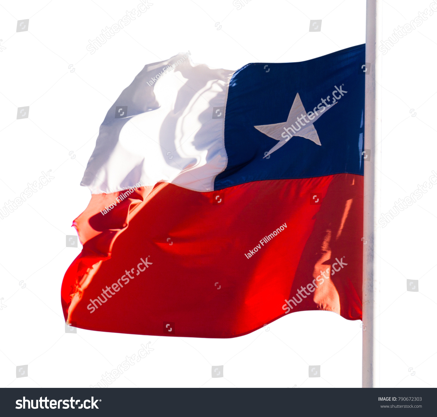 Chilean flag waving against white background #790672303