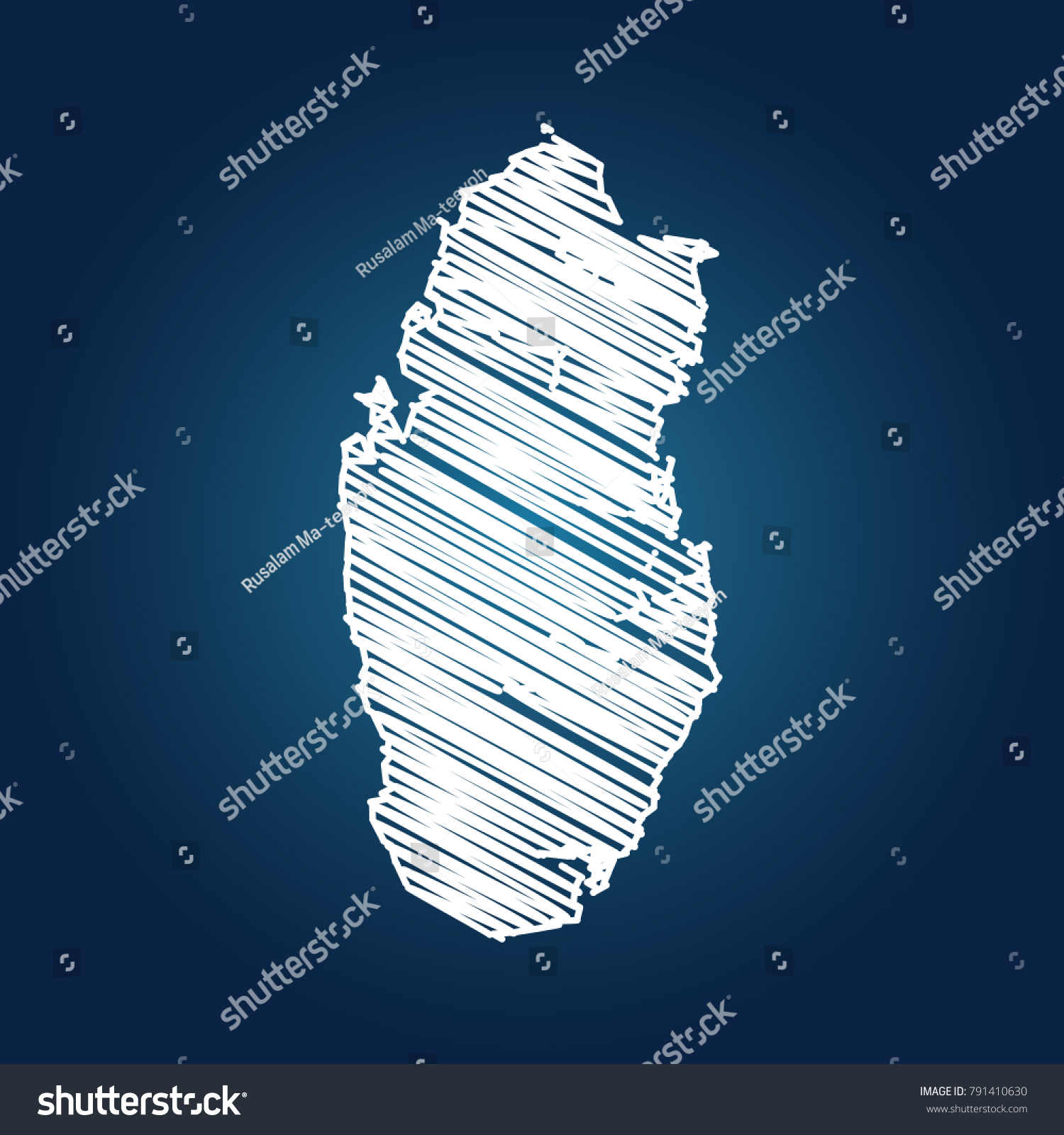 Map of Qatar, Drawing map on blackboard of Qatar Royalty Free Stock