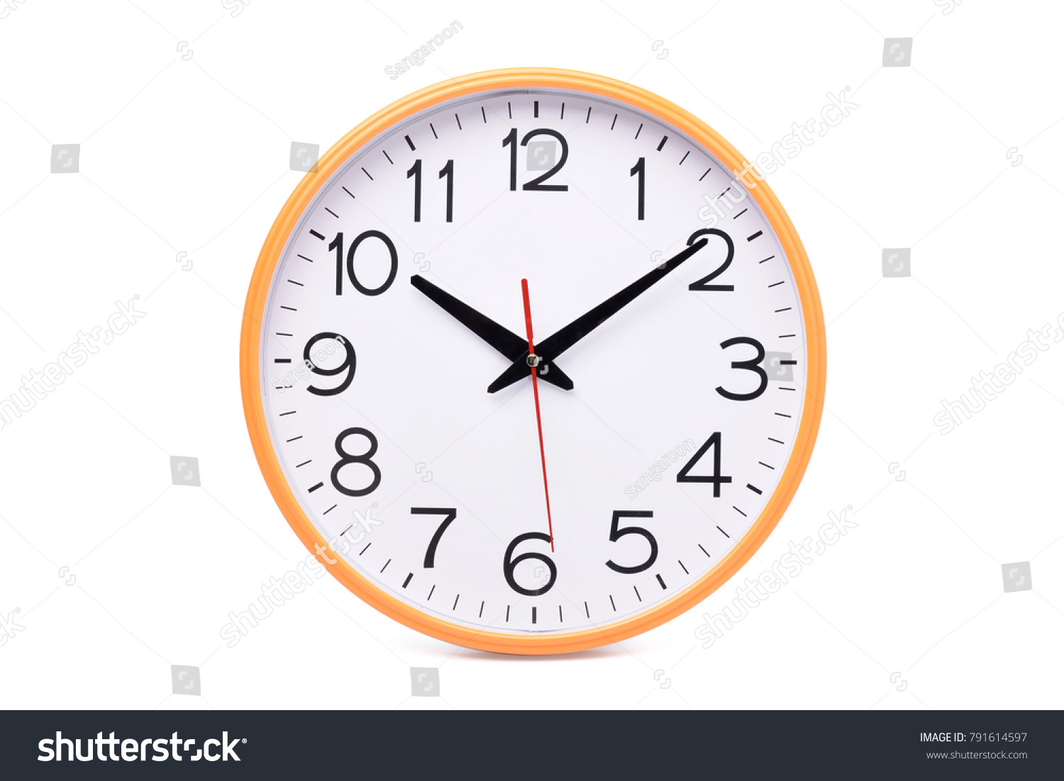 Modern wall clock isolated on white background with clipping path #791614597