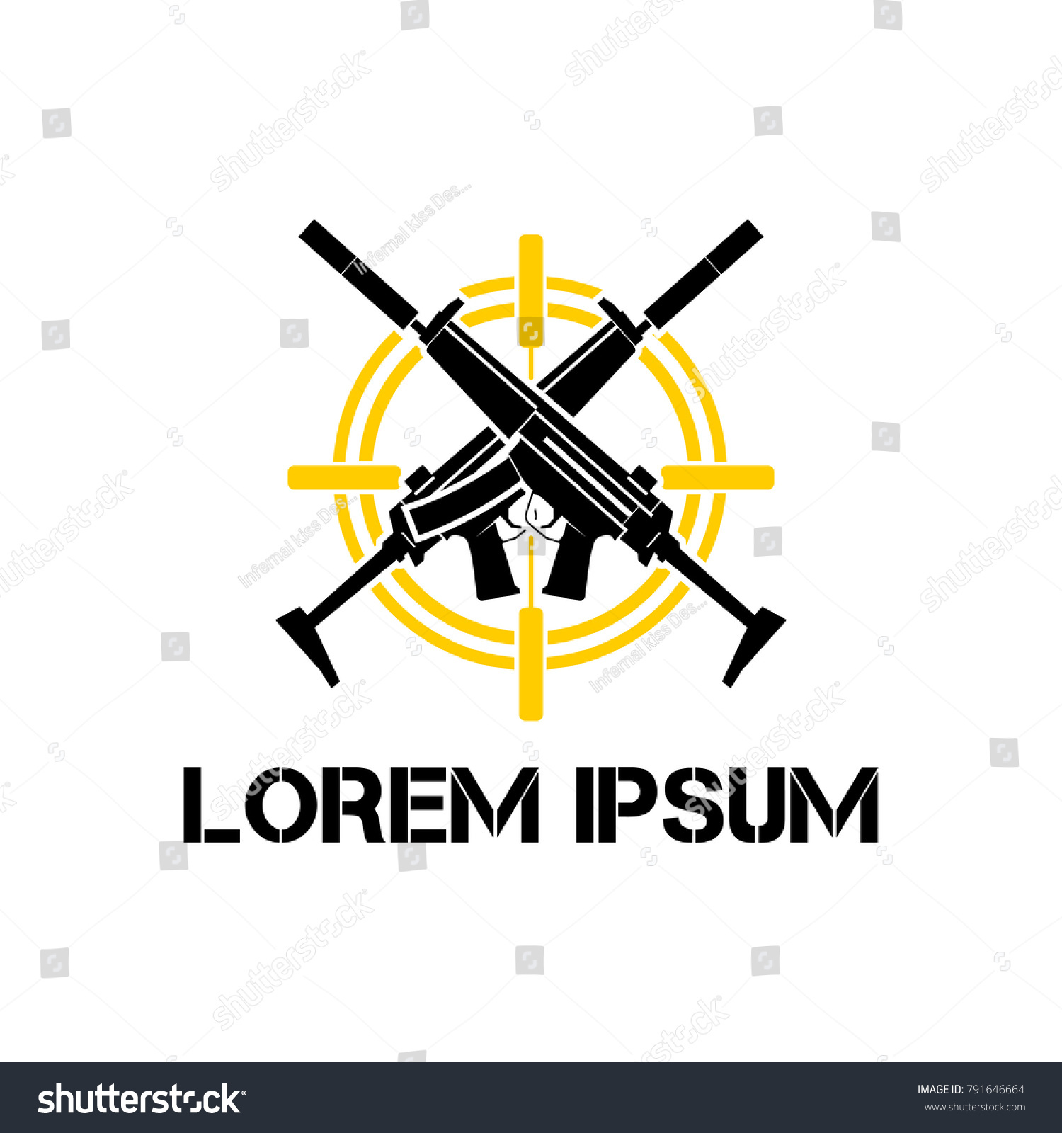 simple rifle logo template - Royalty Free Stock Vector 791646664 ...