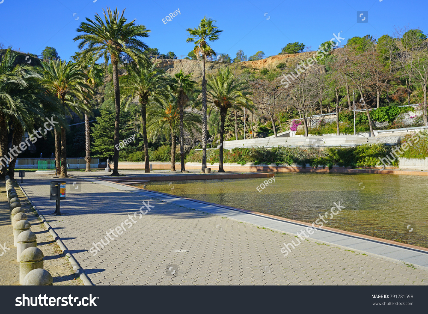 BARCELONA, SPAIN -4 JAN 2018- View of the Parc de la Creueta del Coll, a park in the Gràcia and Horta districts located in Barcelona, Catalonia. #791781598