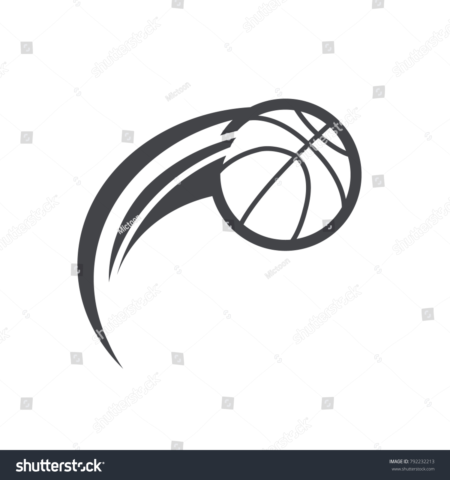 Basketball Logo Icon With Swoosh Design - Royalty Free Stock Vector 