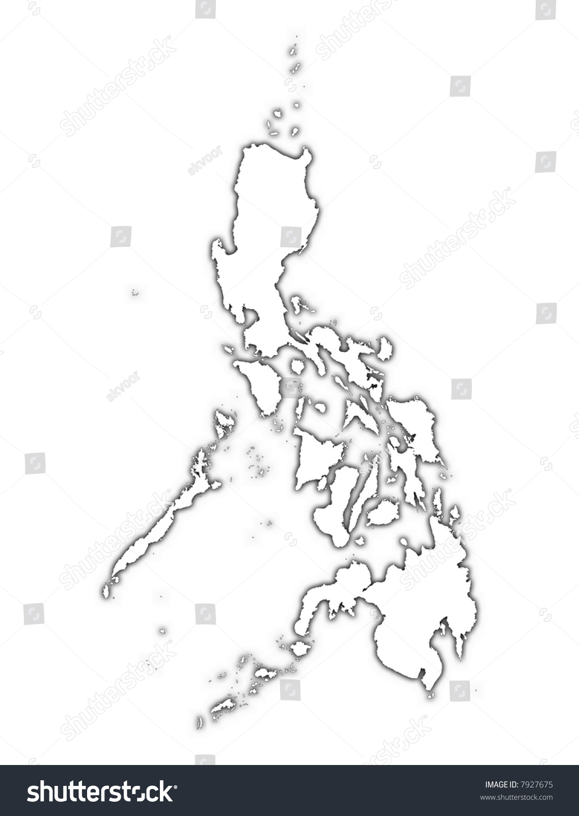 Philippines Outline Map With Shadow Detailed Royalty Free Stock Avopix 7927675 