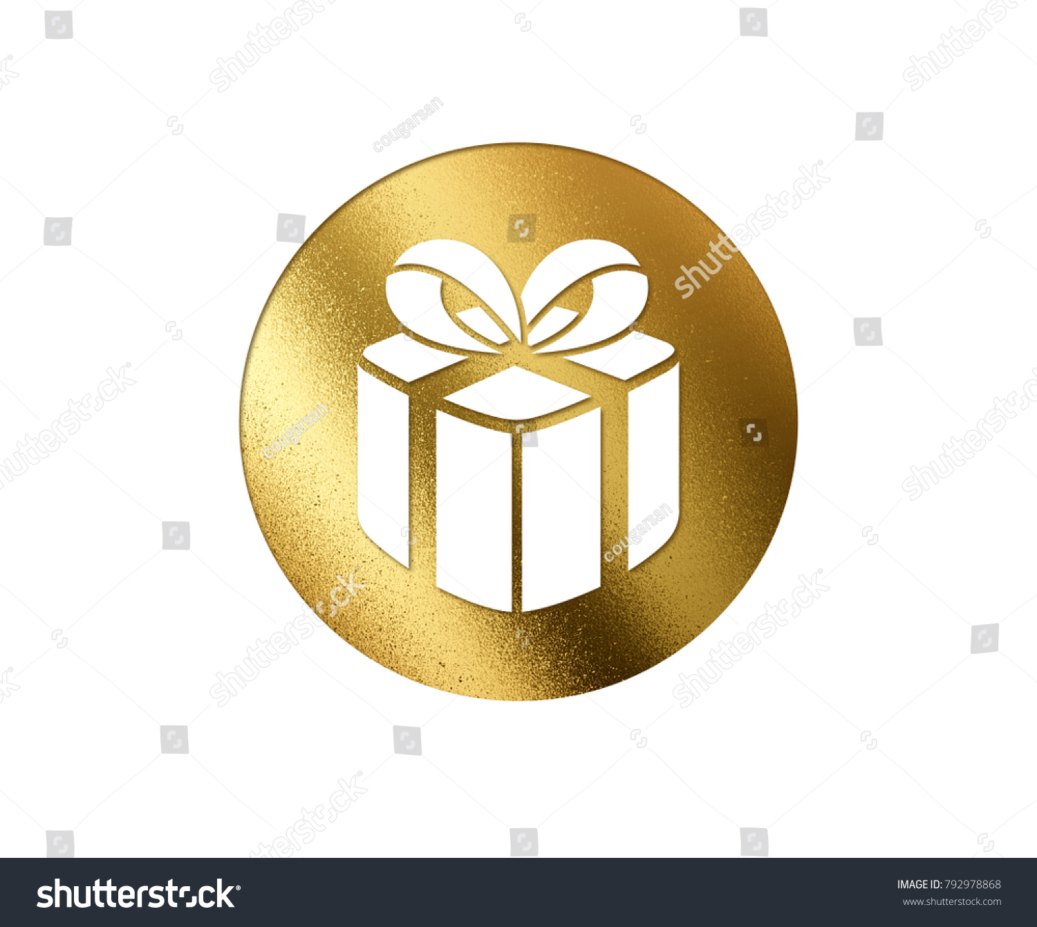 The isolated golden glitter Christmas gift box flat icon on white background #792978868