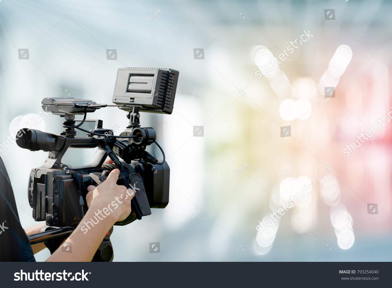 Video camera with abstract blurred background, idea concept for video professional business. #793254040