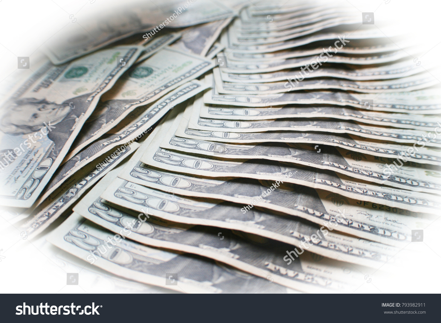 Money Background With Twenties With White Frame  #793982911