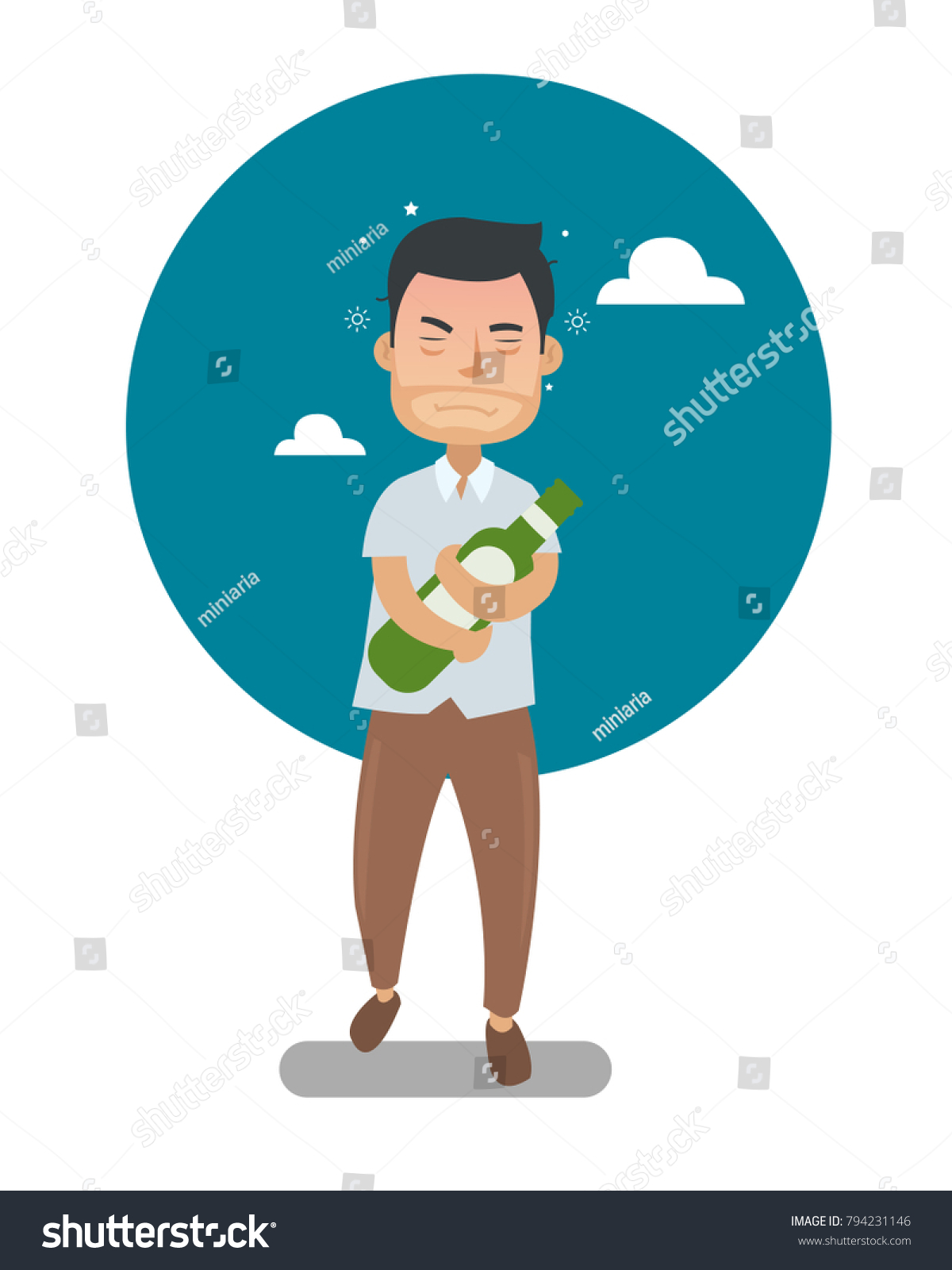 Drunk Man too many Drink Alcohol - Royalty Free Stock Vector 794231146 ...