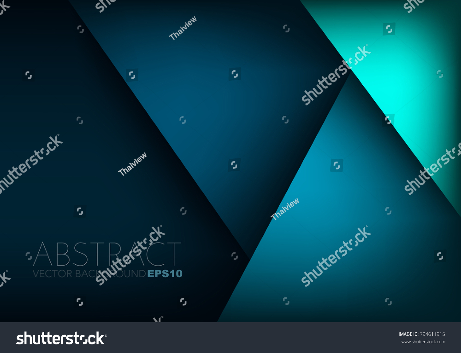 Green turquoise and Blue background vector overlap layer on dark space for background design #794611915