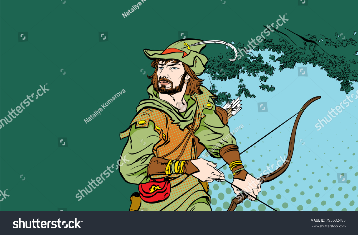 Robin Hood standing with bow and arrows. Robin - Royalty Free Stock ...