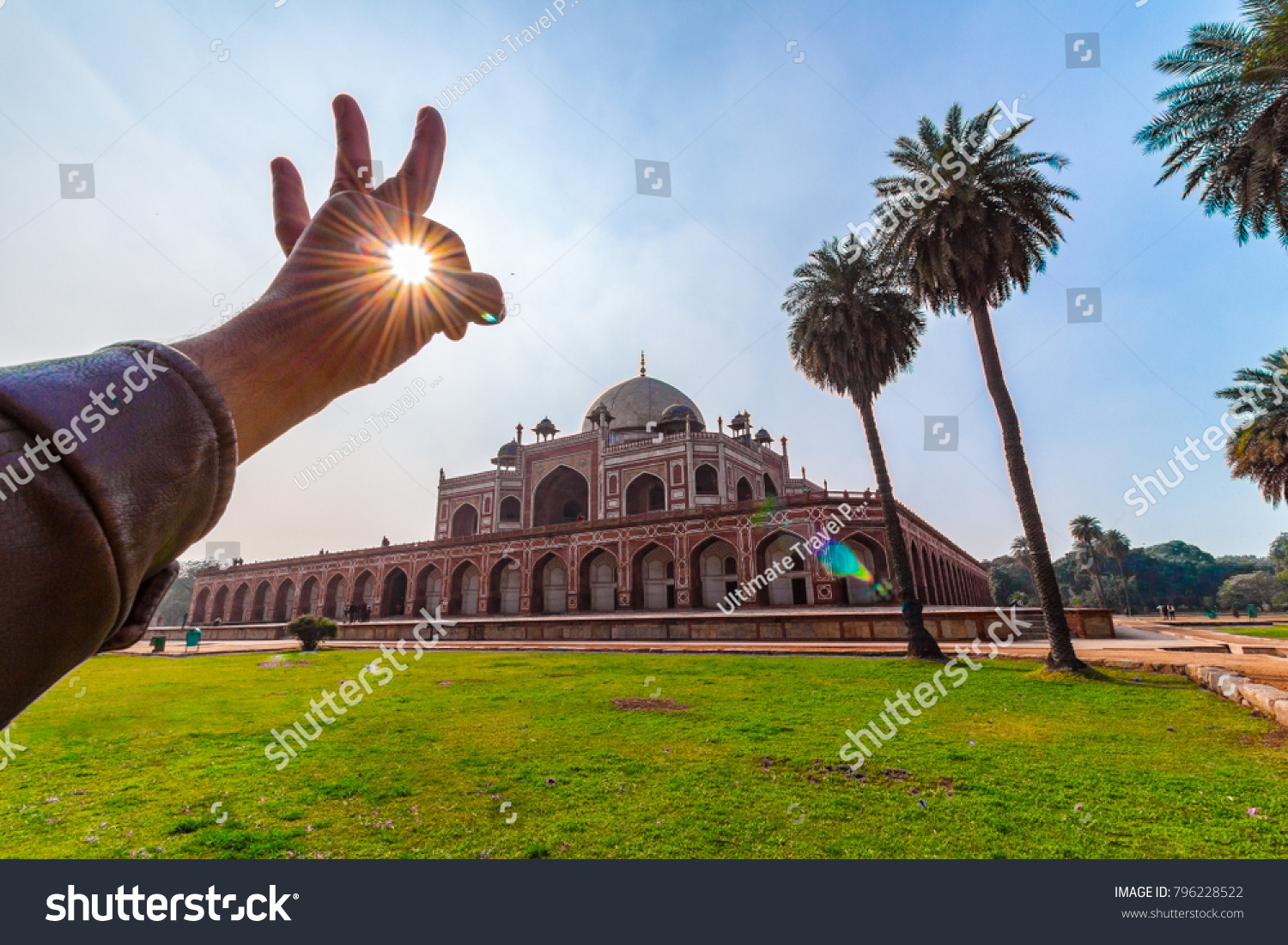 Panoramic views of the first garden-tomb on the Indian subcontinent. The Humayun's Tomb is an excellent example of Persian architecture. Located in the Nizamuddin East area of Delhi, India, Asia. #796228522