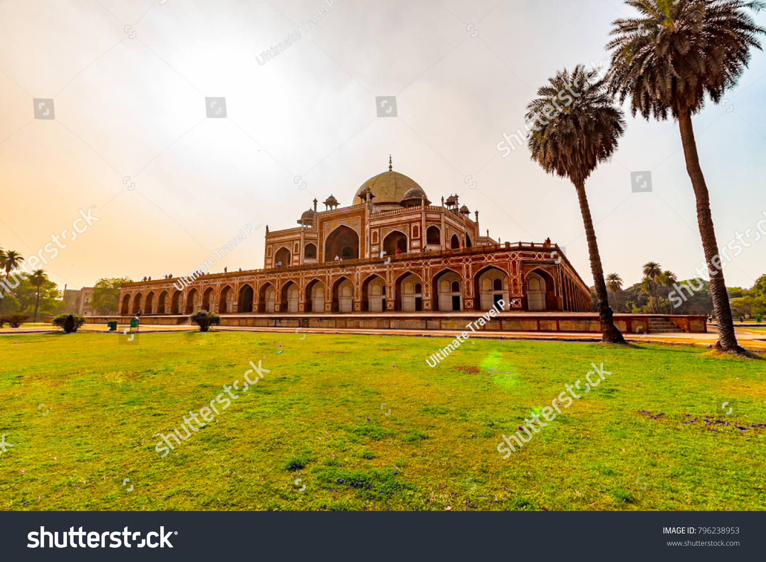 Humayun's Tomb in Delhi, India. The Humayun Tomb is also famous tourist place in Delhi. Locals also come to see this great Persian architecture marvel. Humayun Tomb is the last resting of the Emperor. #796238953