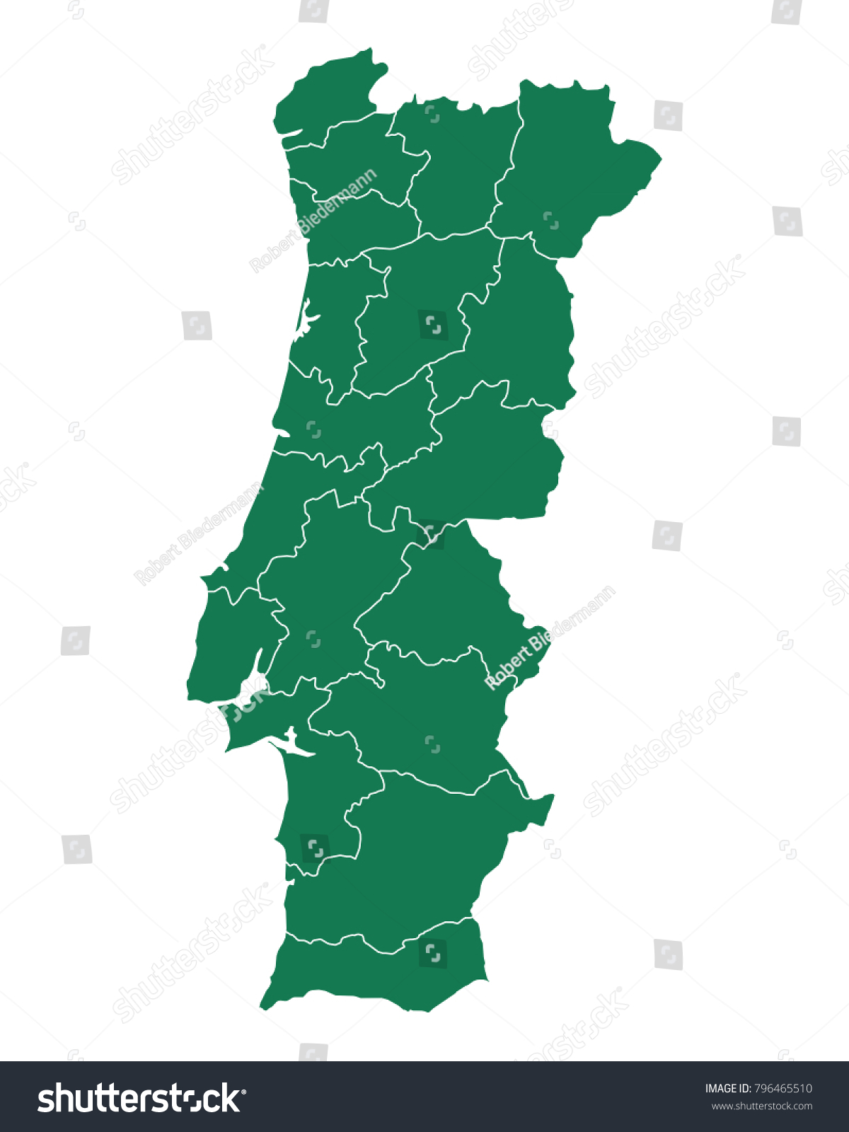 Map of Portugal - Royalty Free Stock Vector 796465510 - Avopix.com