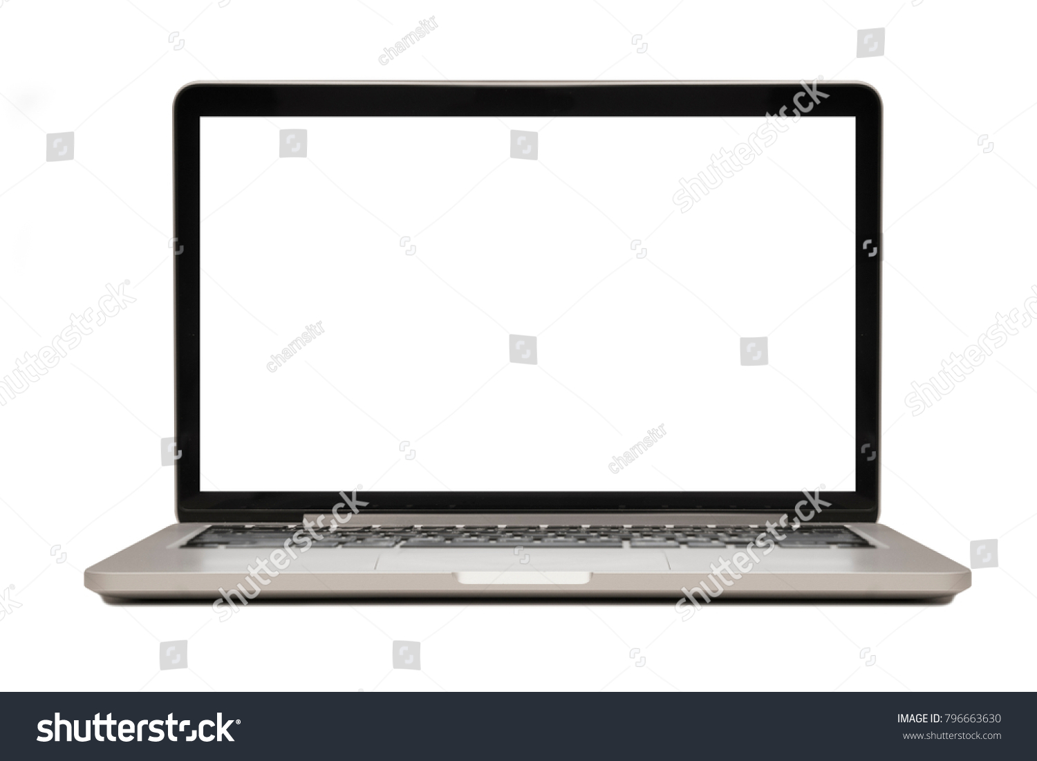 Isolated laptop with blank copyspace on white background #796663630