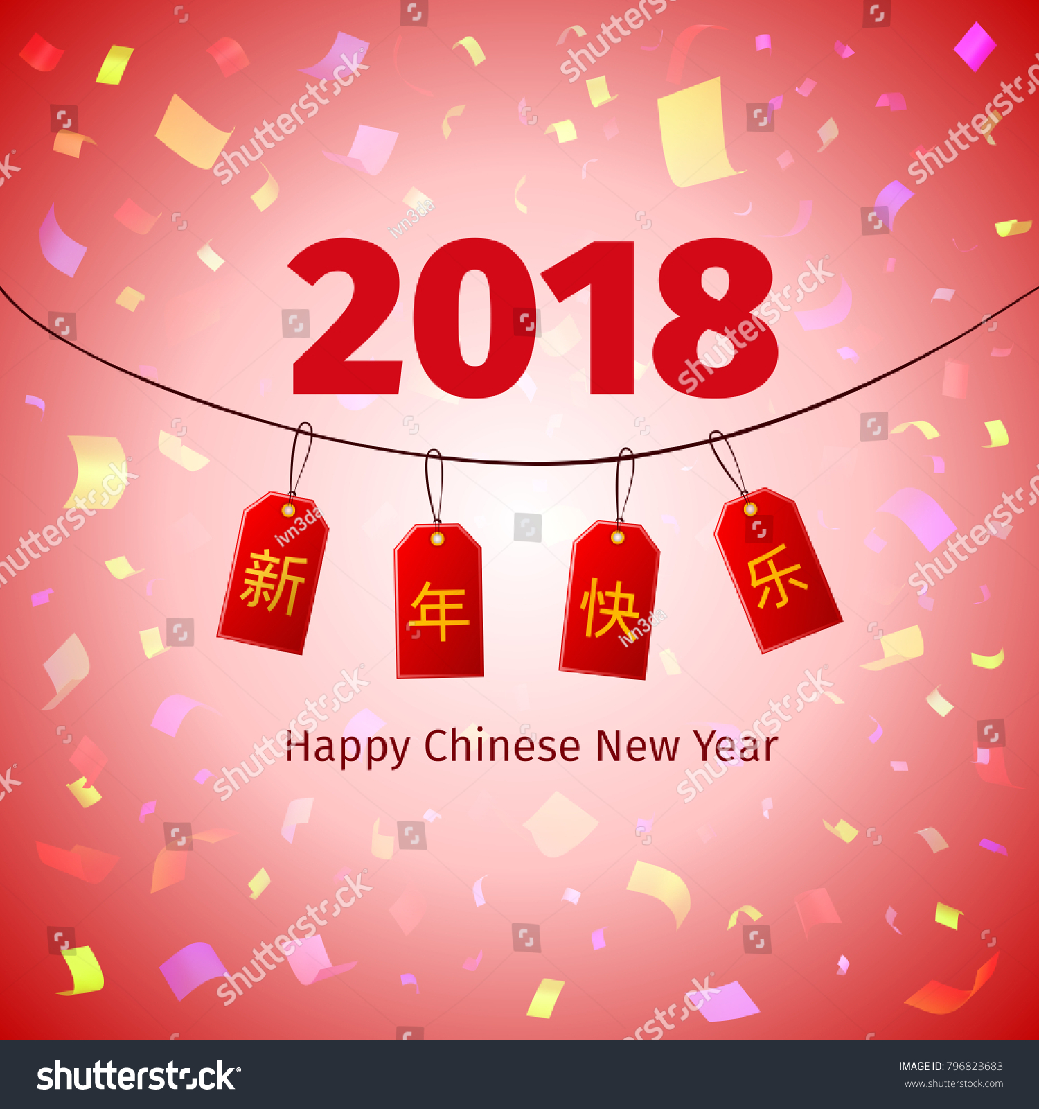 Chinese New Year greeting card with tags and Royalty Free Stock