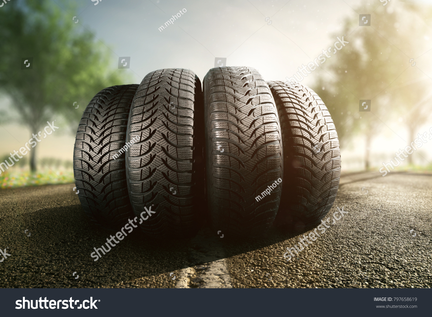 Summer tires on a street #797658619