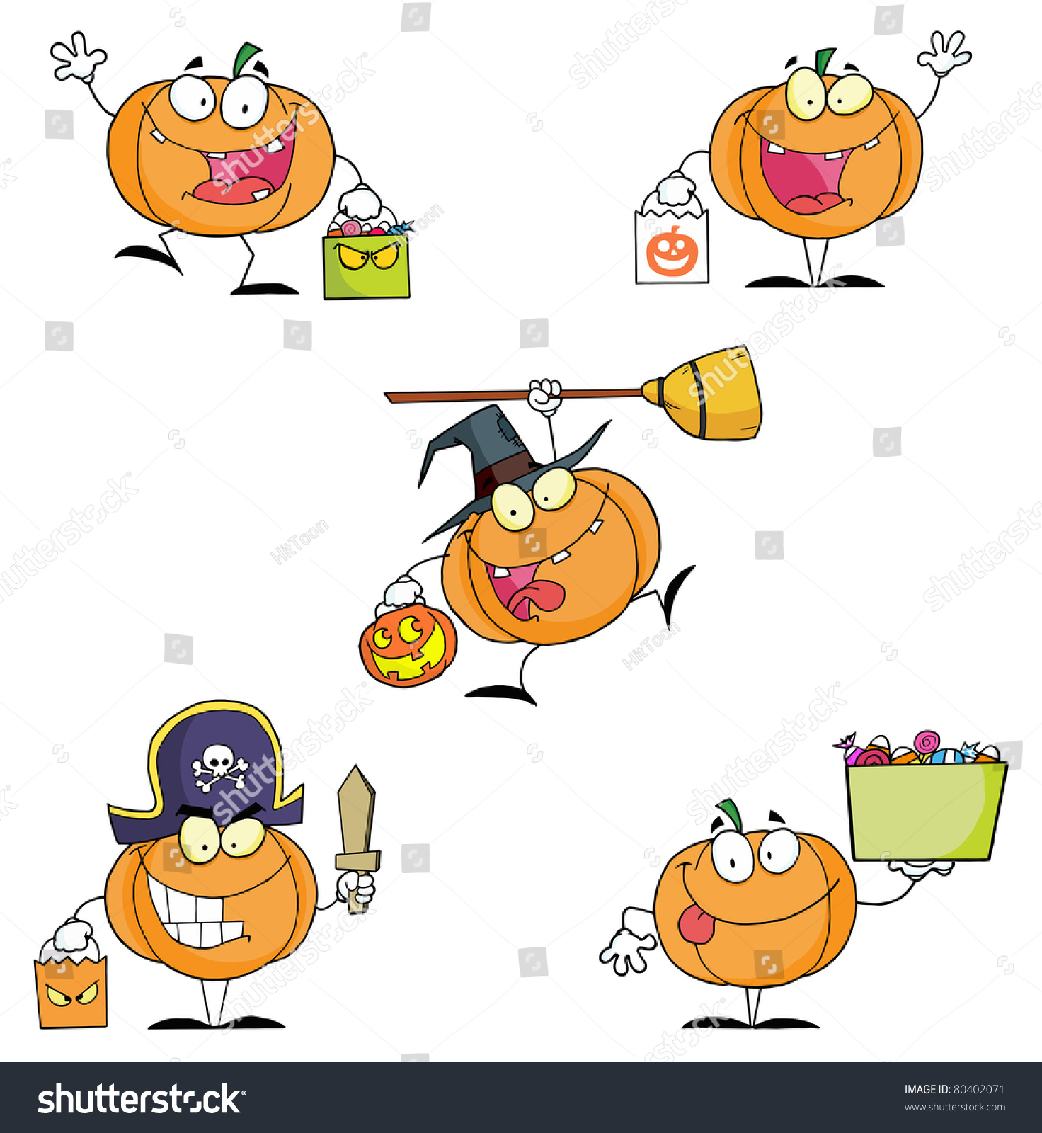 Pumpkin Cartoon Characters Vector Collection Royalty Free Stock