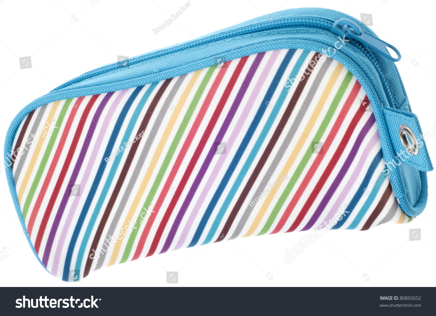 Rainbow Colored Pencil Case Closed Isolated on White with a Clipping Path. #80892652