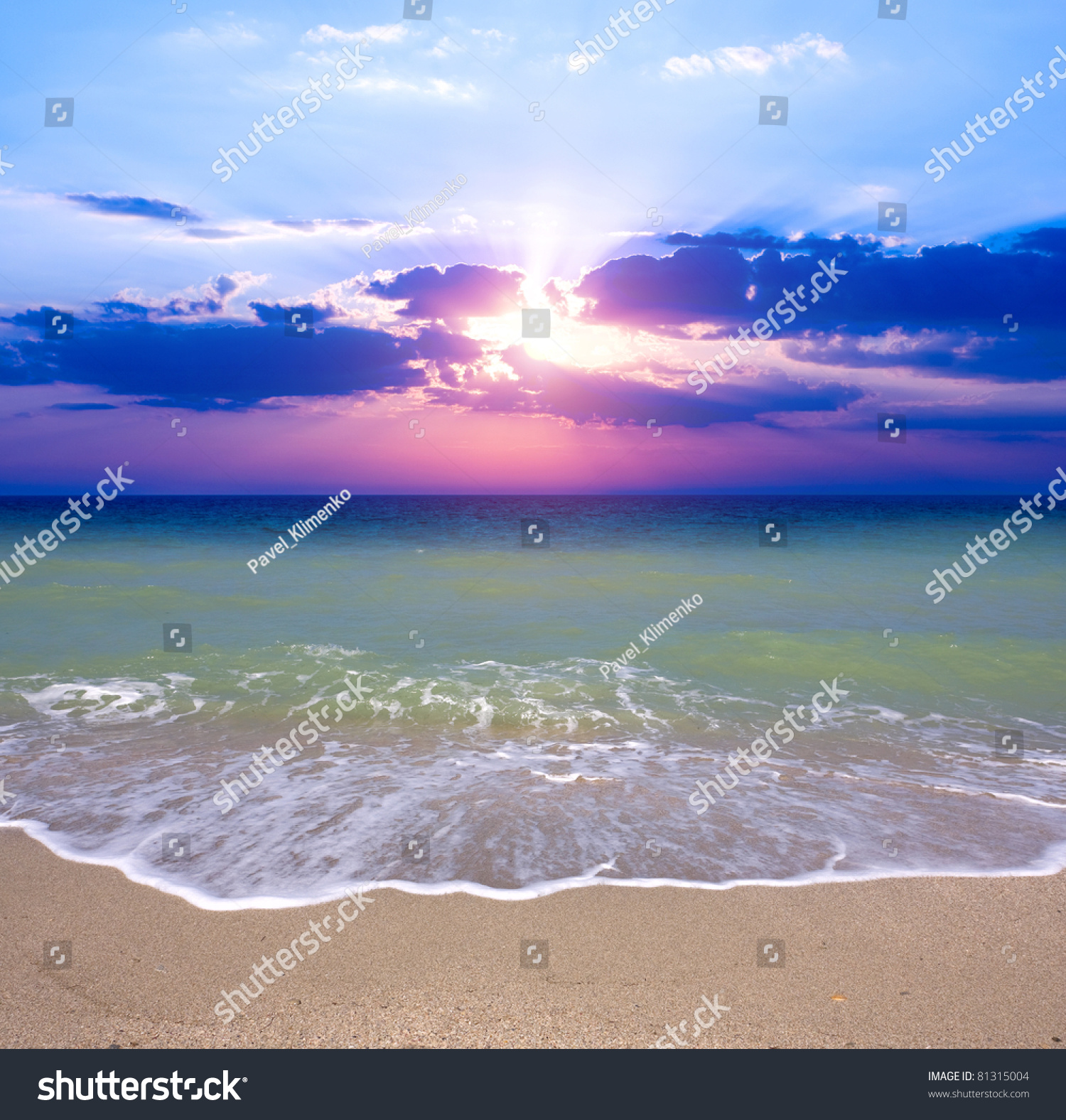 Nice sunset over sea beach #81315004