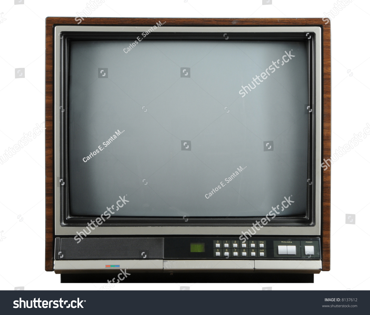Vintage television isolated on a white background #8137612