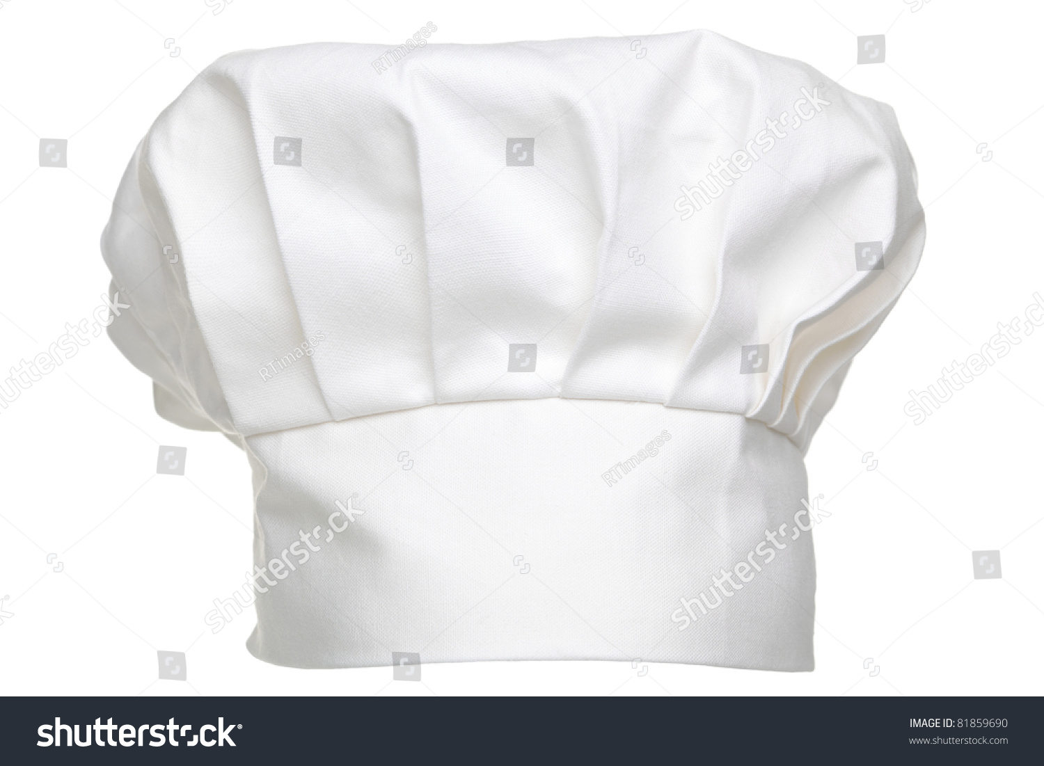 Photo of a chefs hat traditionally called a toque blanche, isolated on a white background. #81859690