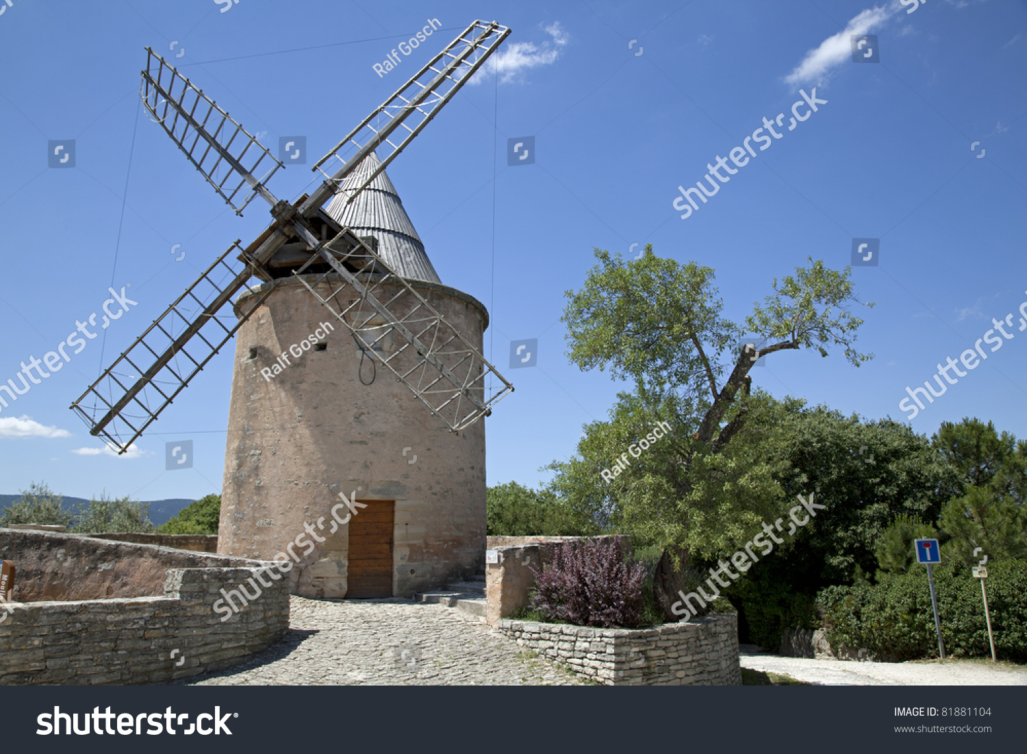 Traditional windmill in Goult, Provence region, France #81881104