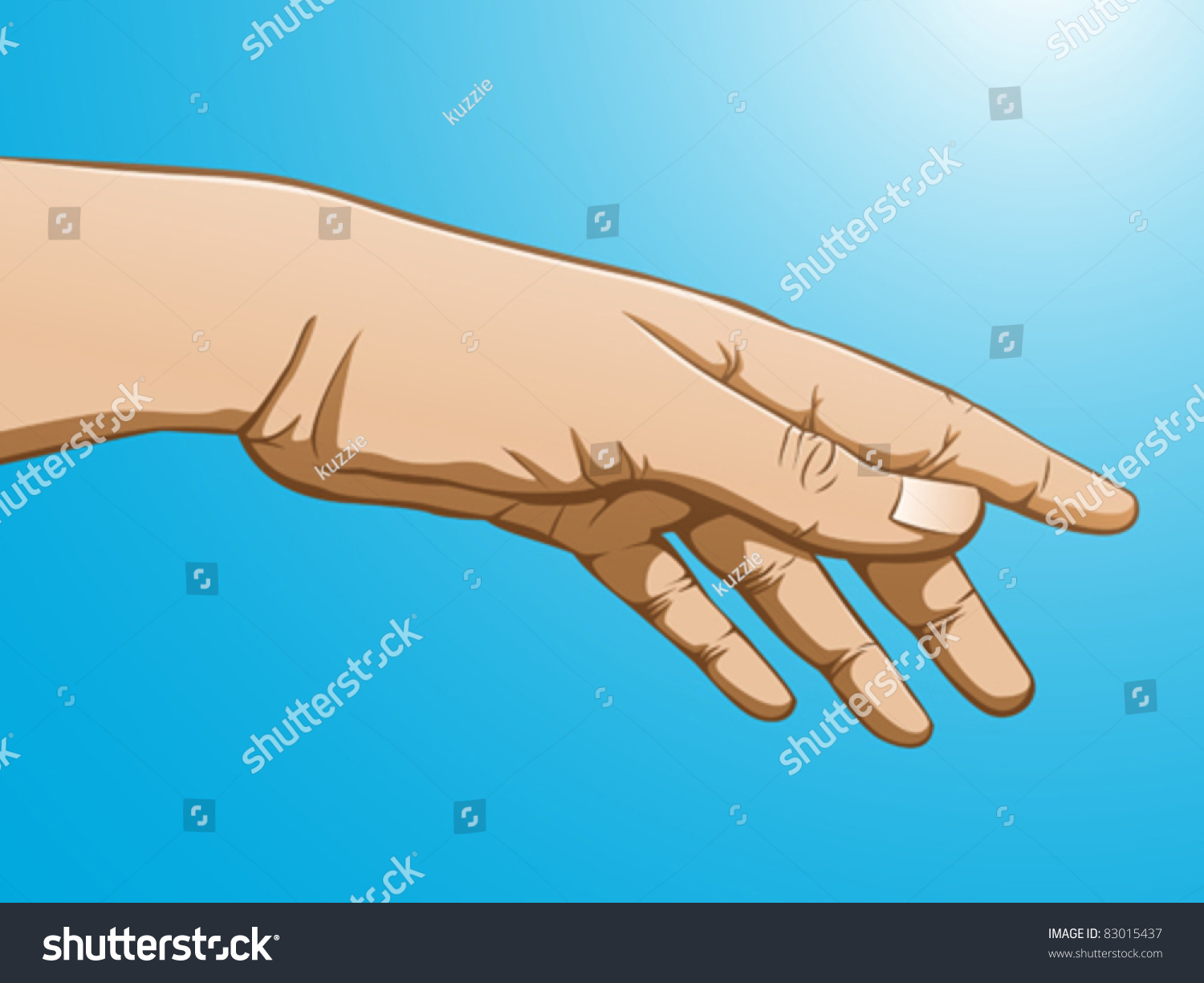 Full color illustration of a hand reaching #83015437