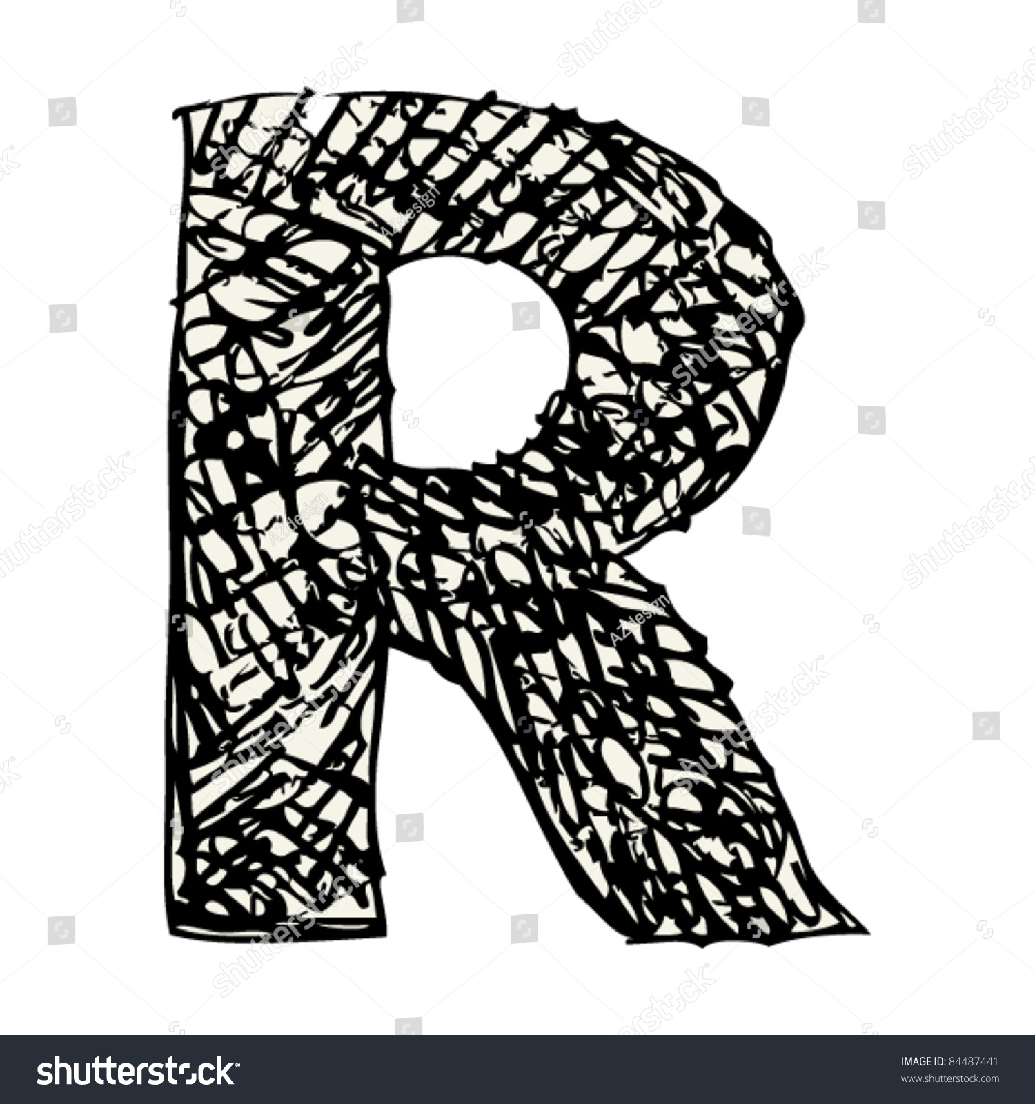 Scribble Alphabet Doodle Letter R 84487441