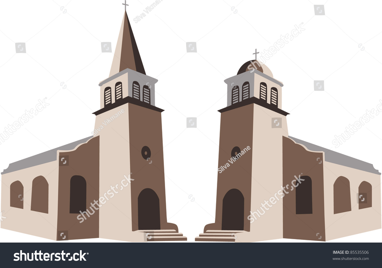 Two churches in vector illustration - Royalty Free Stock Vector ...