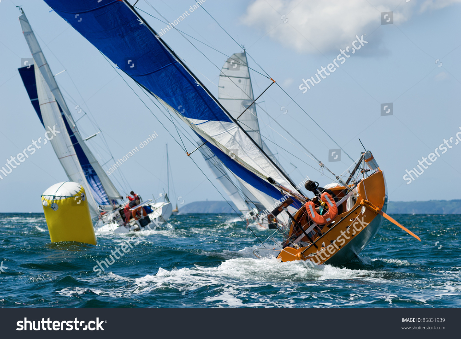 group of yacht at race regatta with skipper #85831939