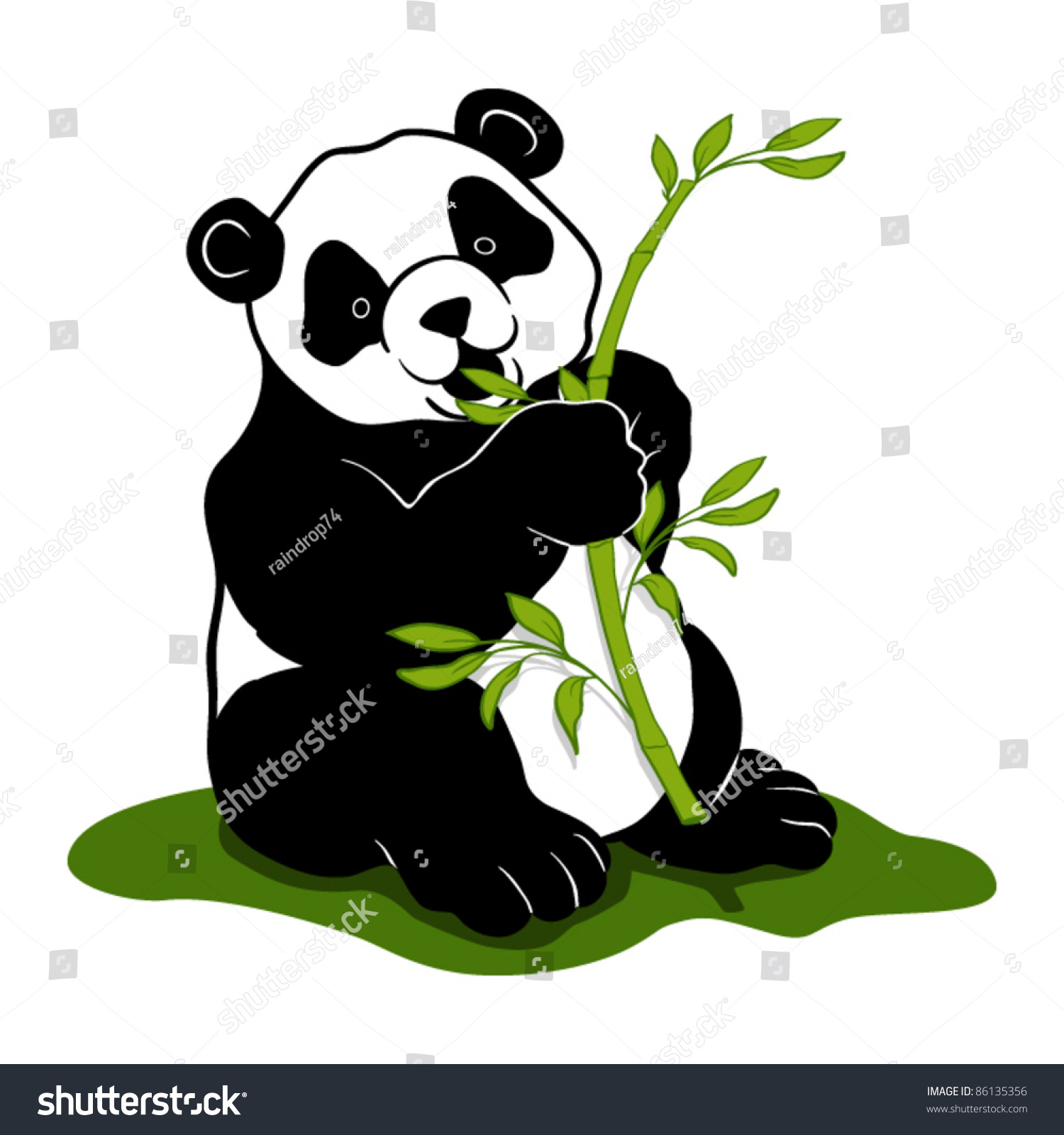 Graphic Of A Panda Eating Bamboo Royalty Free Stock Vector 86135356