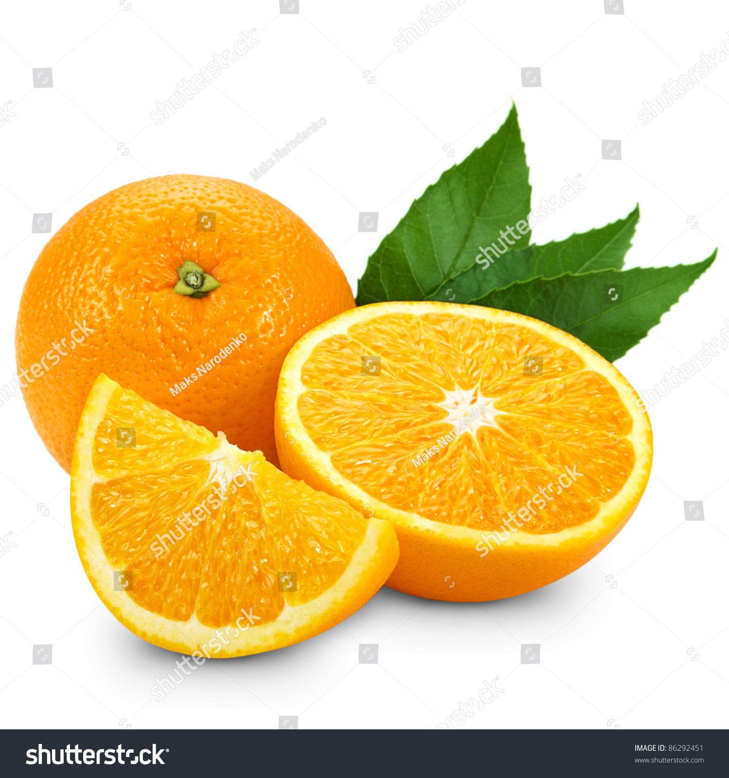 Orange fruit isolated on white background + Clipping Path #86292451