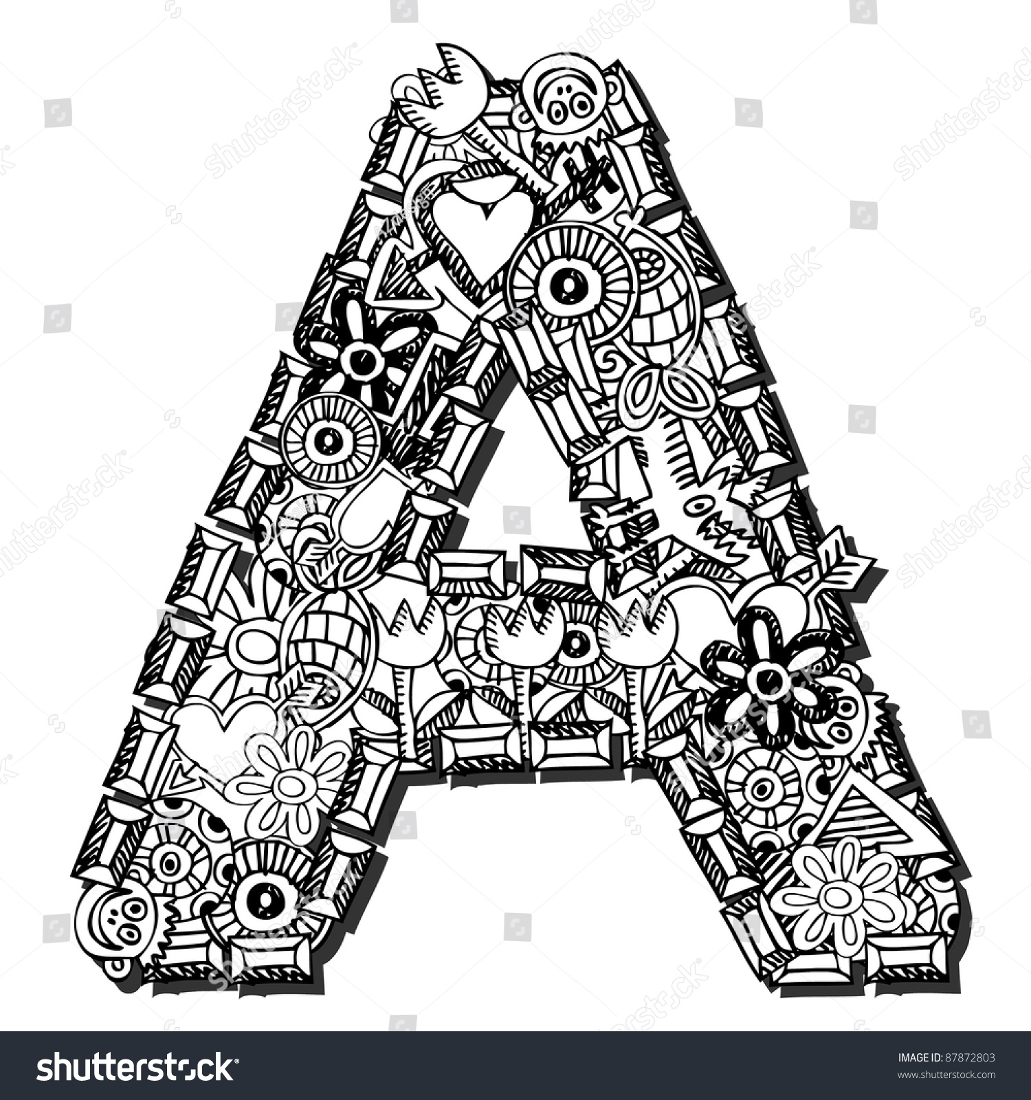Royalty Free Childlike Doodle ABC Crazy Letter A 87872803 Stock