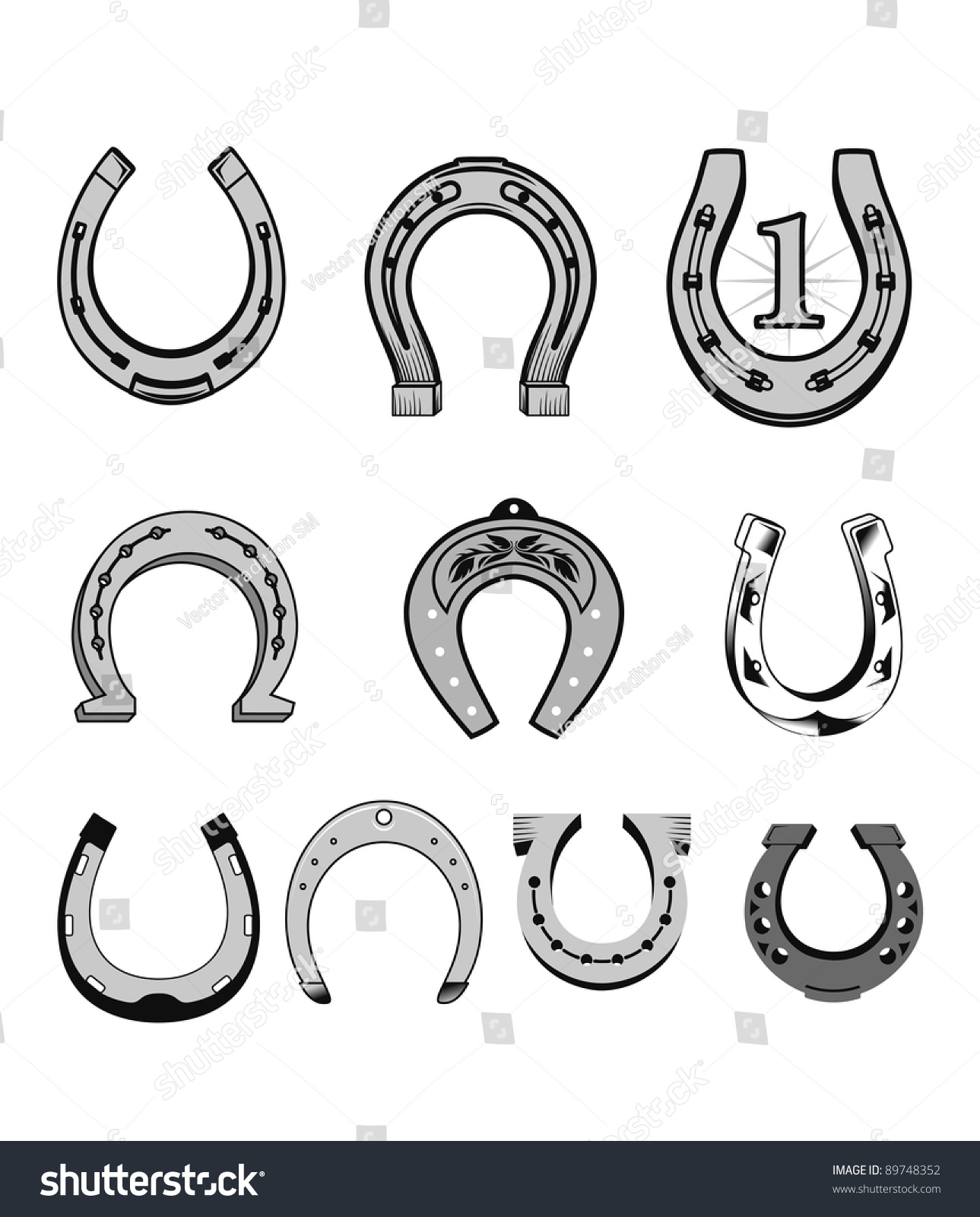 Set of horseshoes elements for design lucky - Royalty Free Stock Photo ...