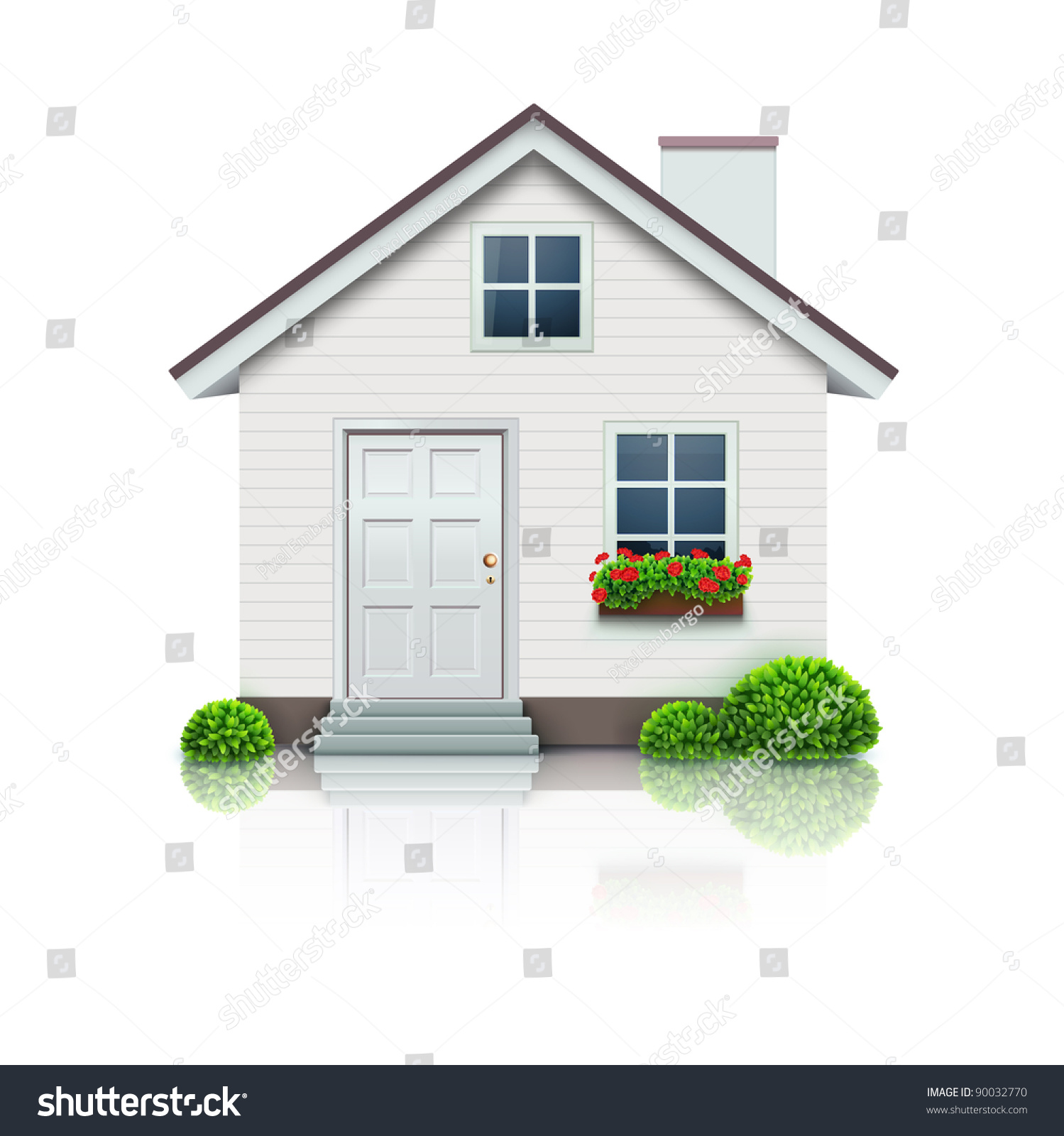 Vector illustration of cool detailed house icon isolated on white background. #90032770