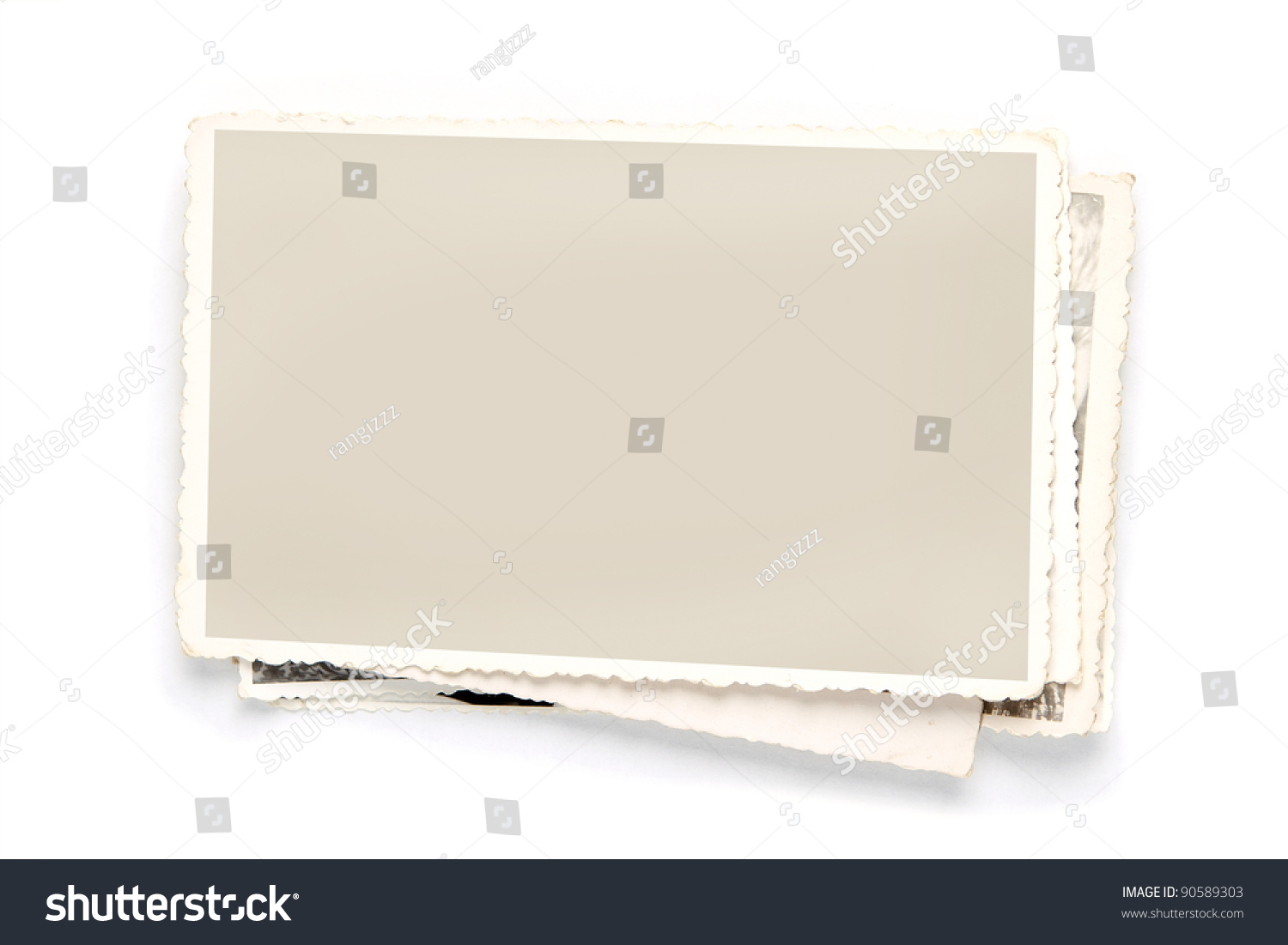 Stack of old photos with clipping path for the inside #90589303