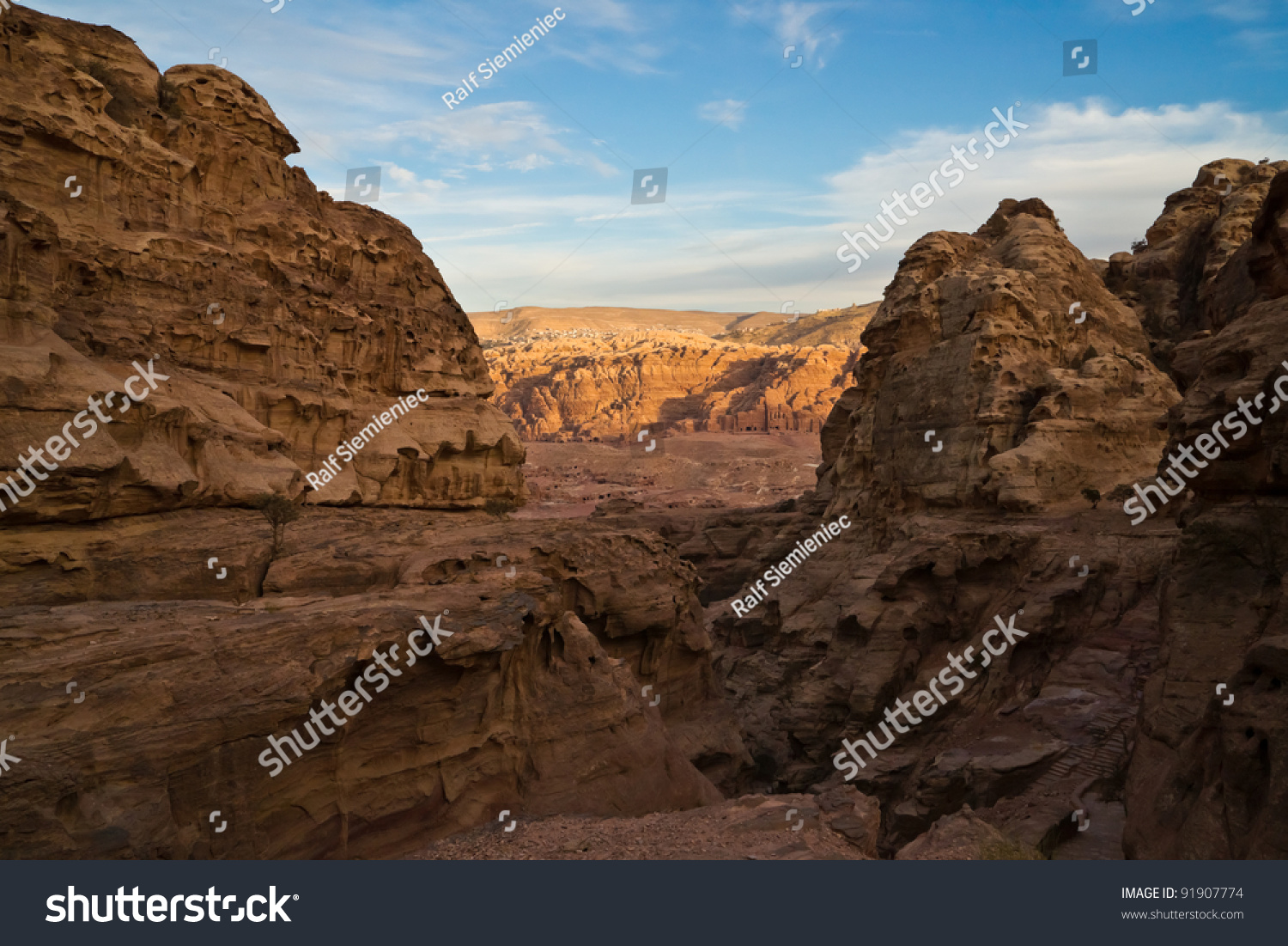 View over the valley of the ancient city Petra in todays Jordan. #91907774