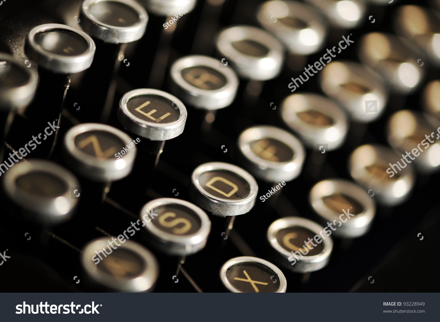 Close up photo of antique typewriter keys, shallow focus #93228949