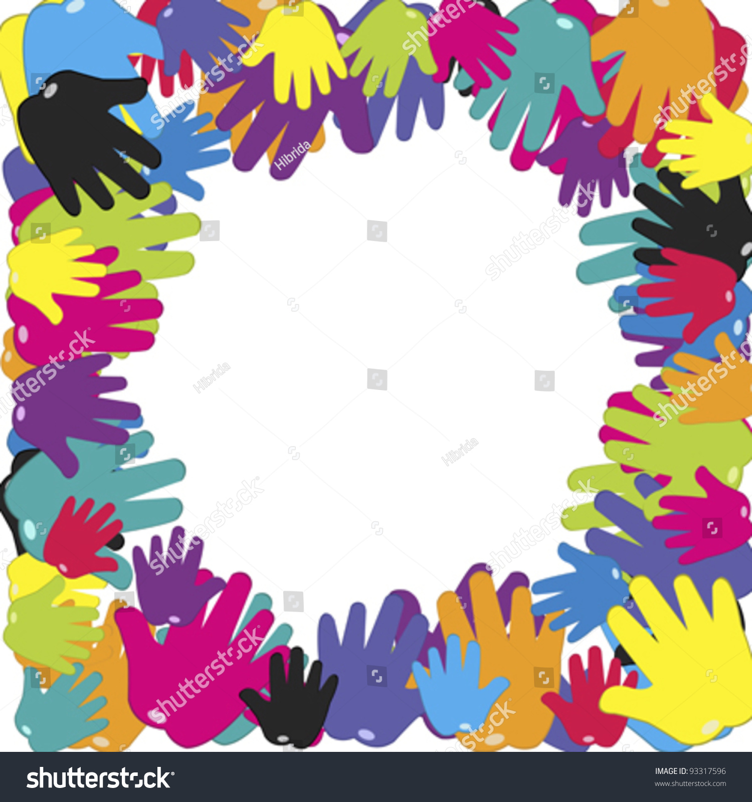 Frame with colored hands - Royalty Free Stock Vector 93317596 - Avopix.com