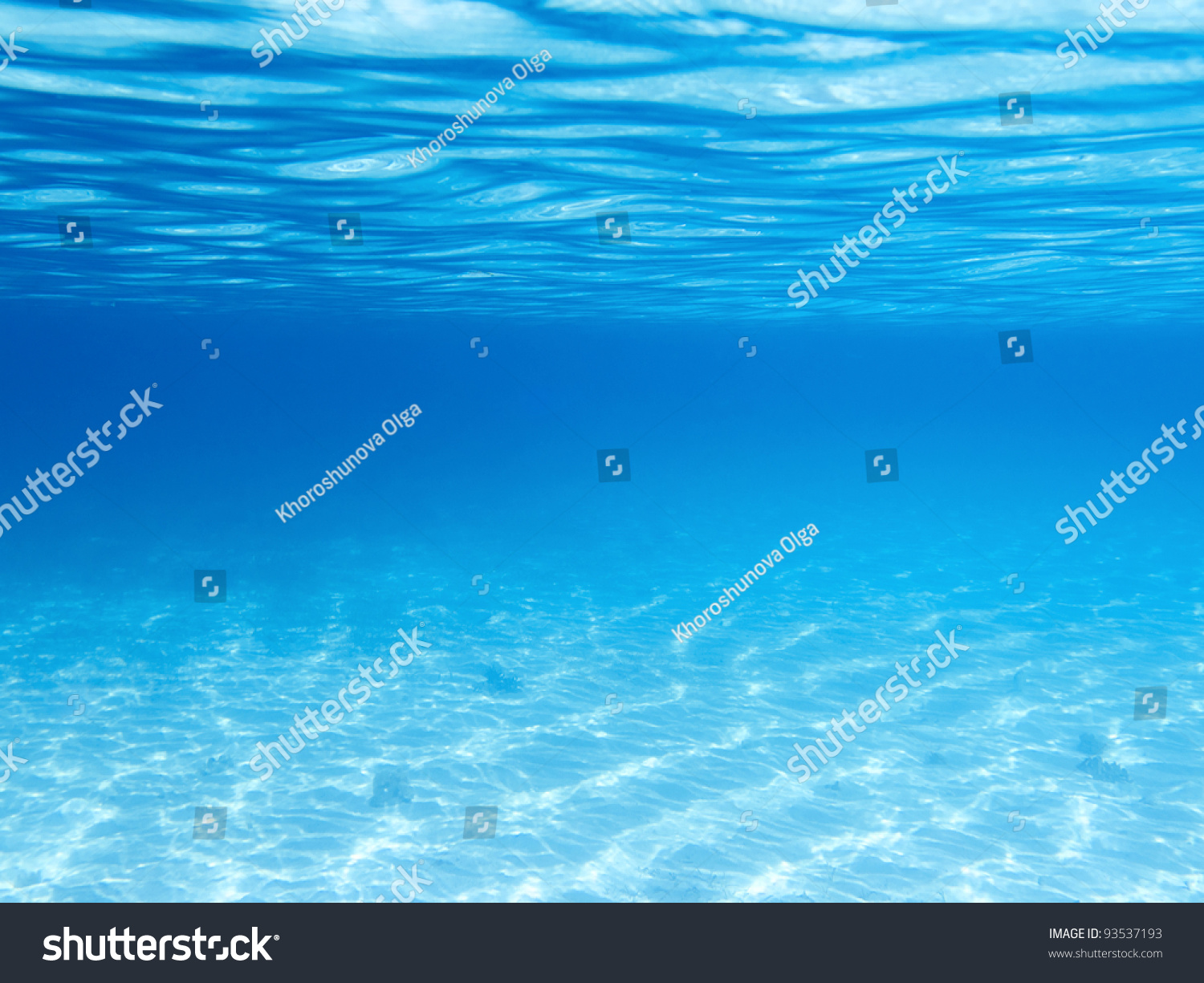 Sandy bottom, blue and surface  underwater #93537193
