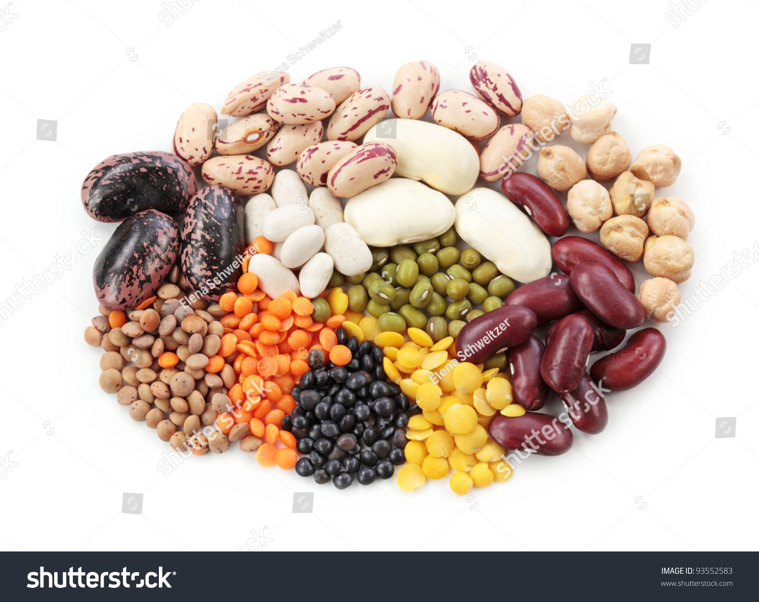 Group Of Beans And Lentils Isolated On White - Royalty Free Stock Photo 