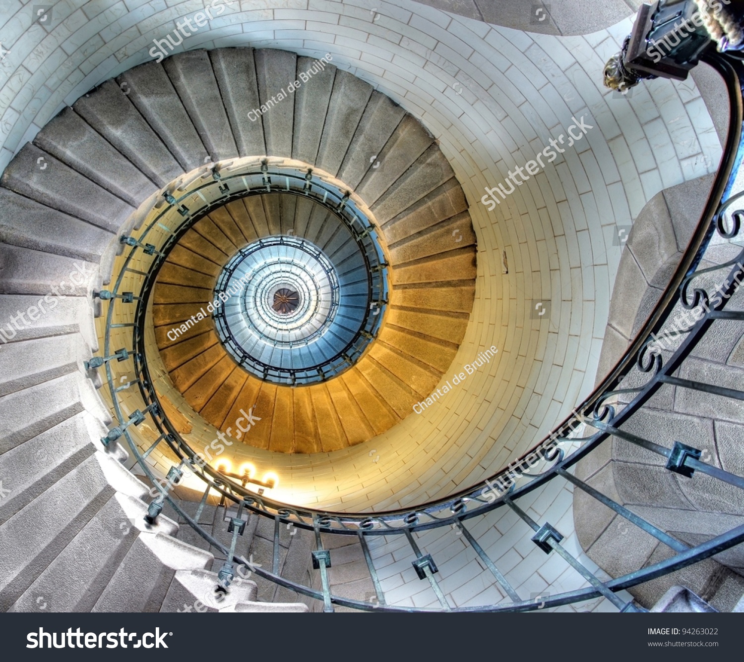 Upside view of a spiral staircase #94263022