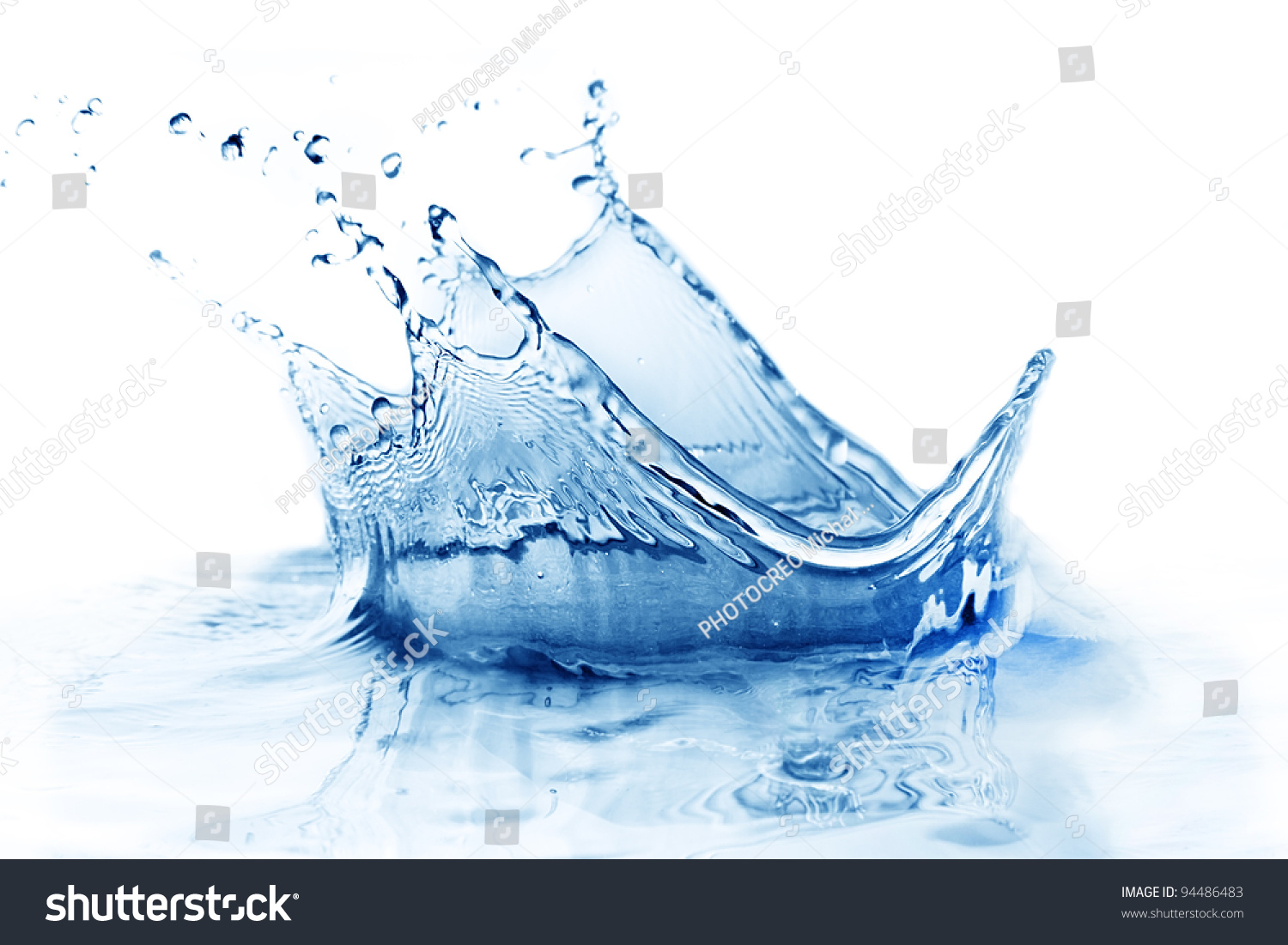Fresh clean water splash in blue. #94486483