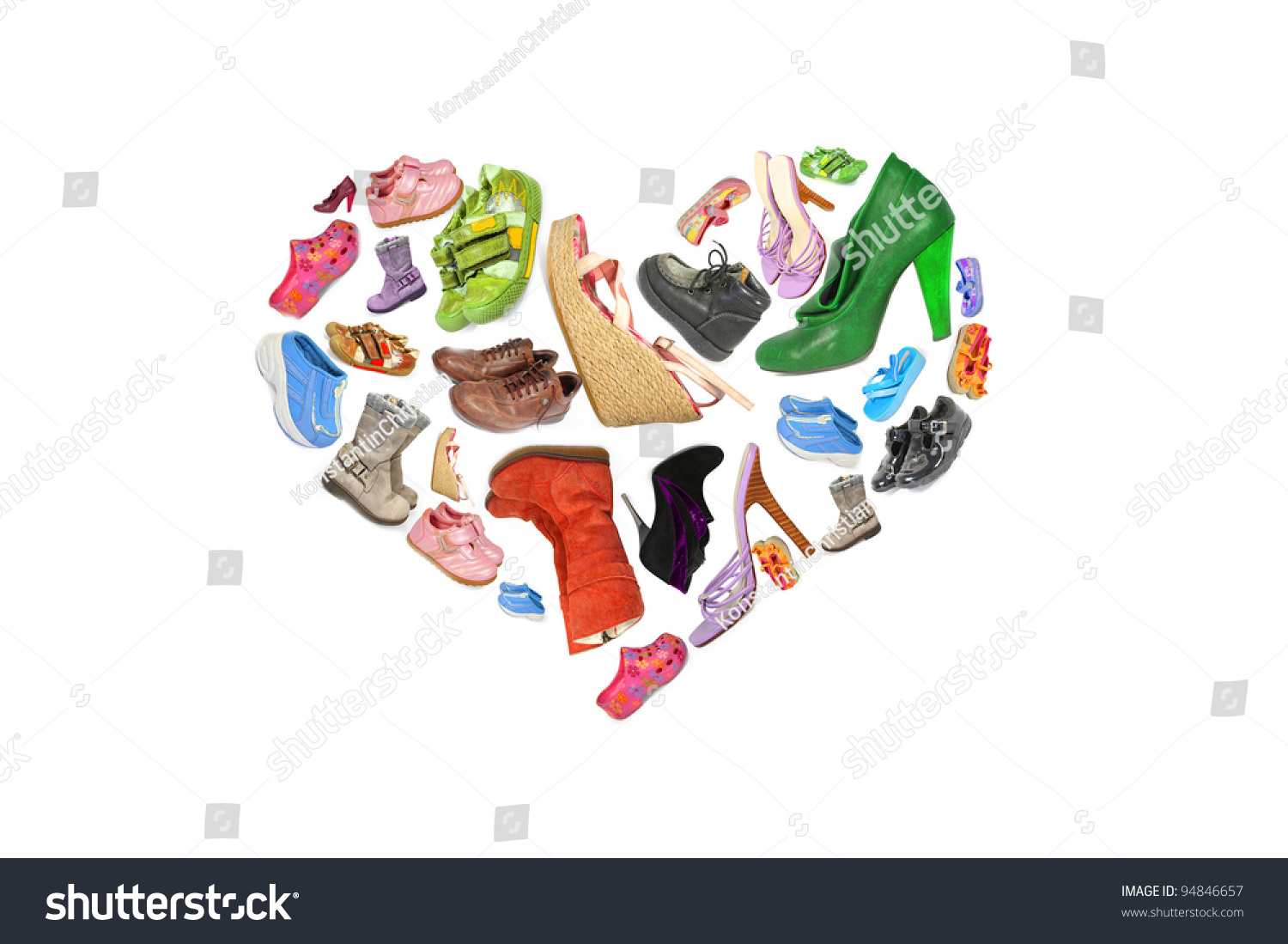 collection of different shoes in the form of heart #94846657