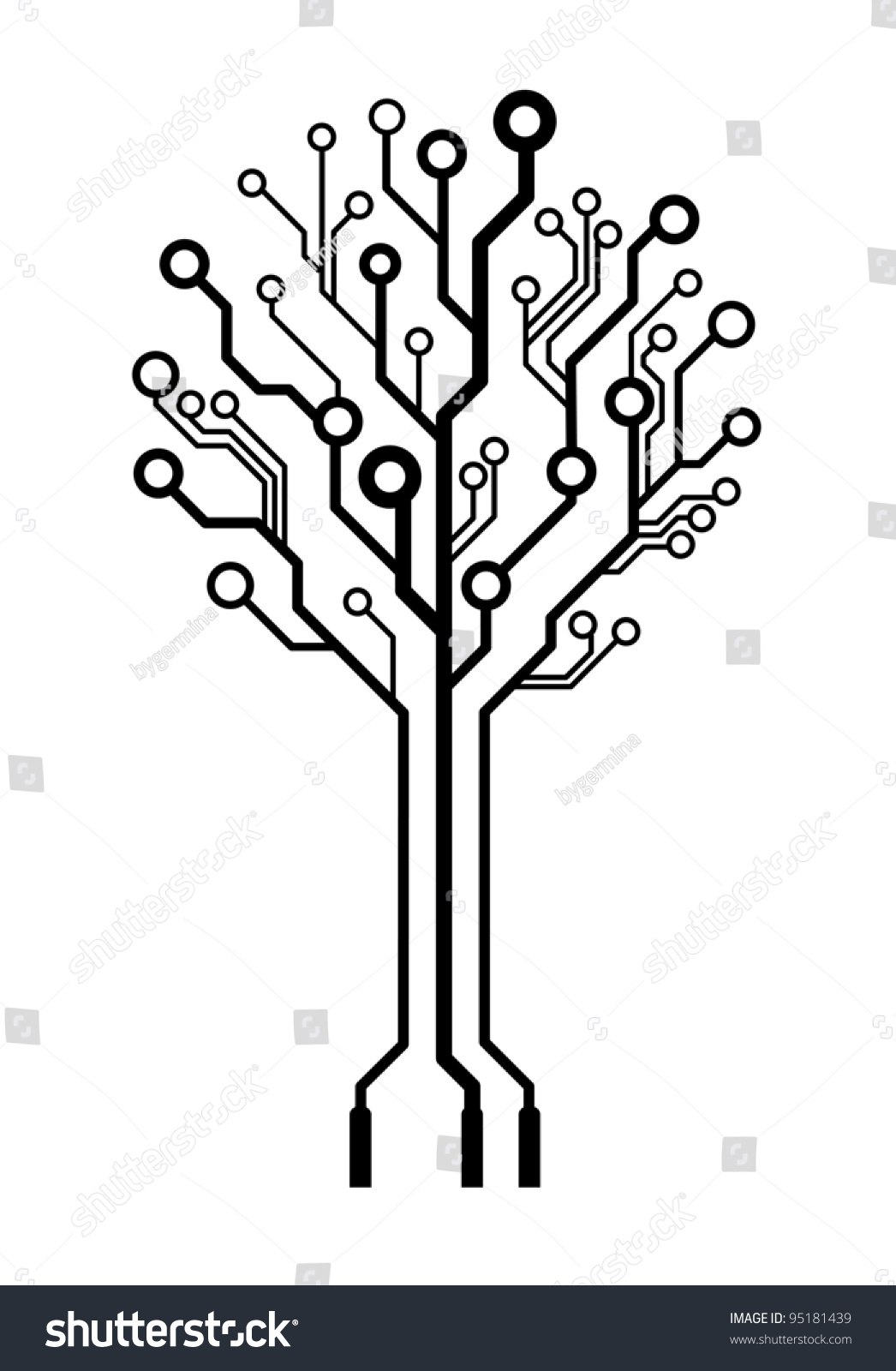 Circuit Board With Christmas Tree Vector Vector Christmas Free