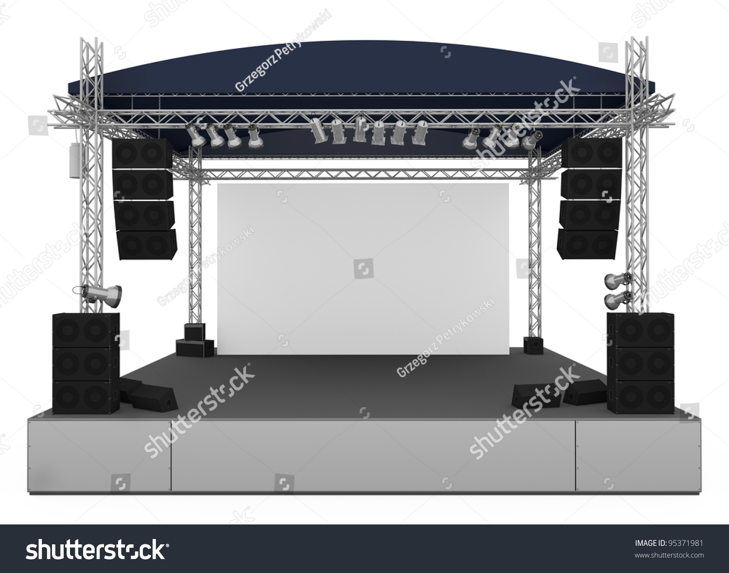 Front View Of Outdoor Gig Stage 3d Render Royalty Free Stock Photo 95371981 Avopix Com