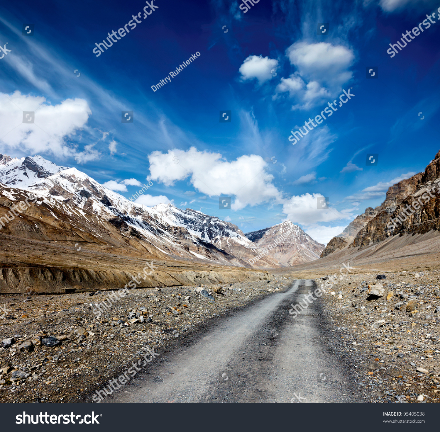 Road in mountains (Himalayas). Spiti Valley,  Himachal Pradesh, India #95405038